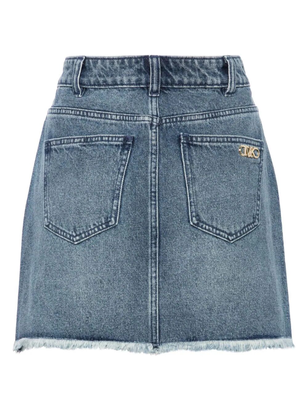 Shop Michael Michael Kors Denim Skirt With Belt In Duskbluewash