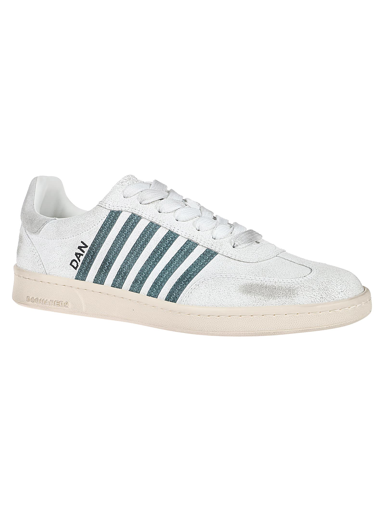 Shop Dsquared2 Boxer Lace-up Low Top Sneakers In Bianco/verde/grigio