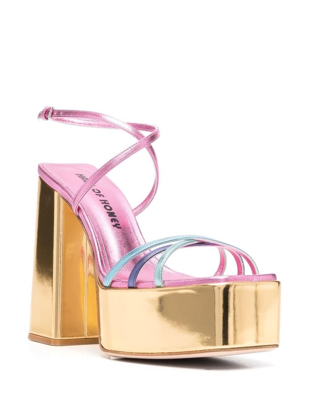 Haus Of Honey Wannabe Mirror Leather Sandals In Multi