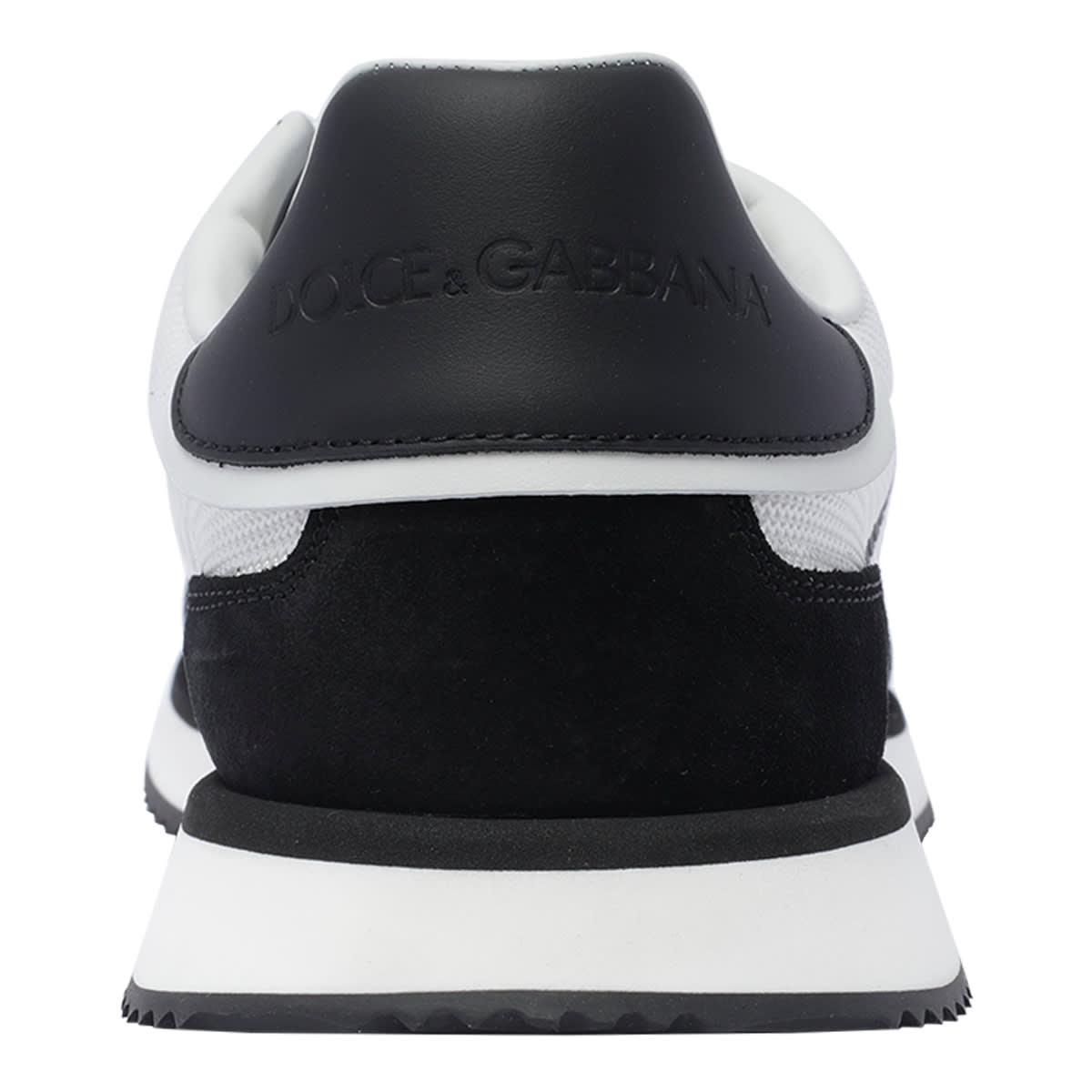 Dolce & Gabbana Aria White And Black Running Sneakers With Logo Detail In Suede And Tech Fabric Man In Multi