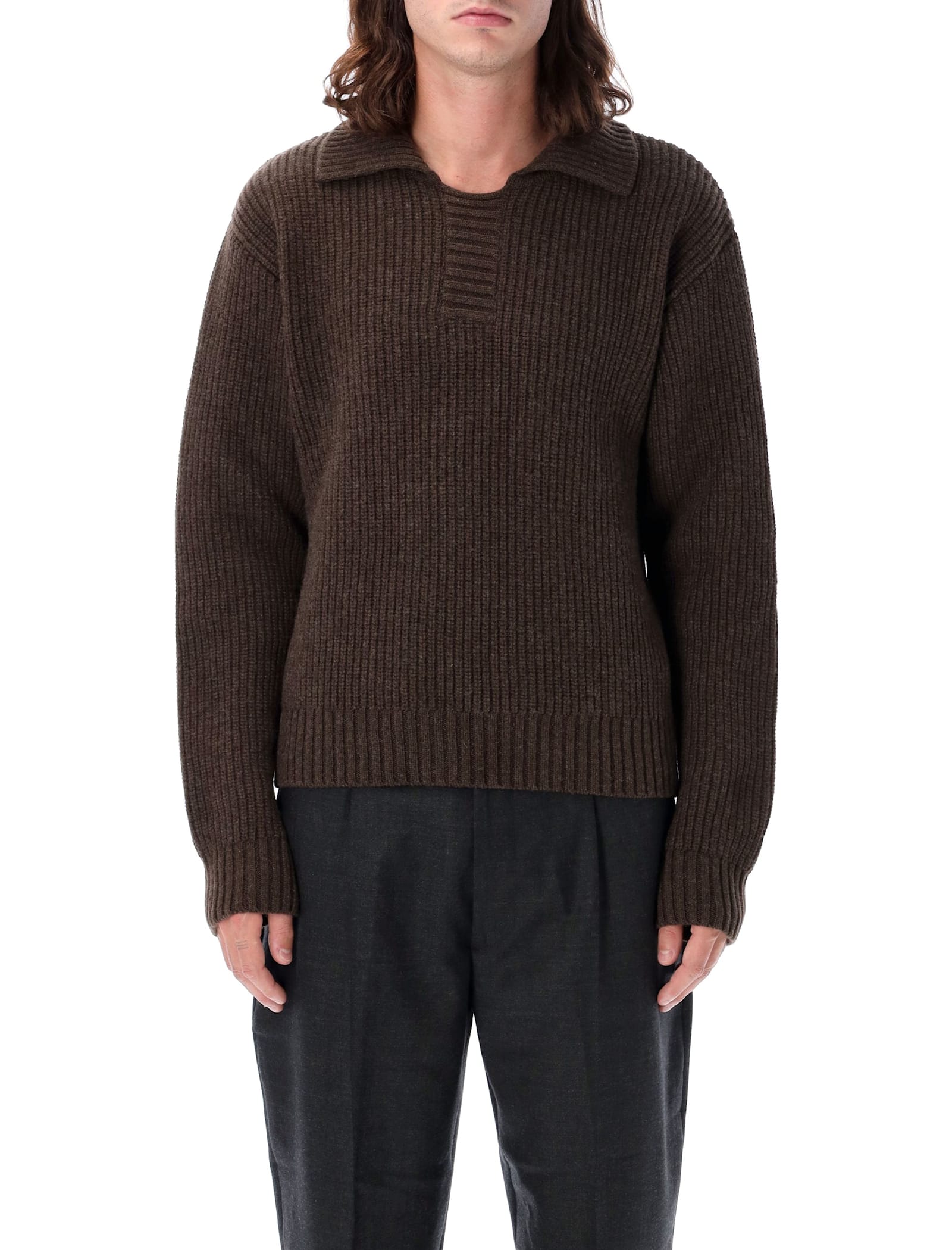 MFPEN RIBBED POLO SWEATER 