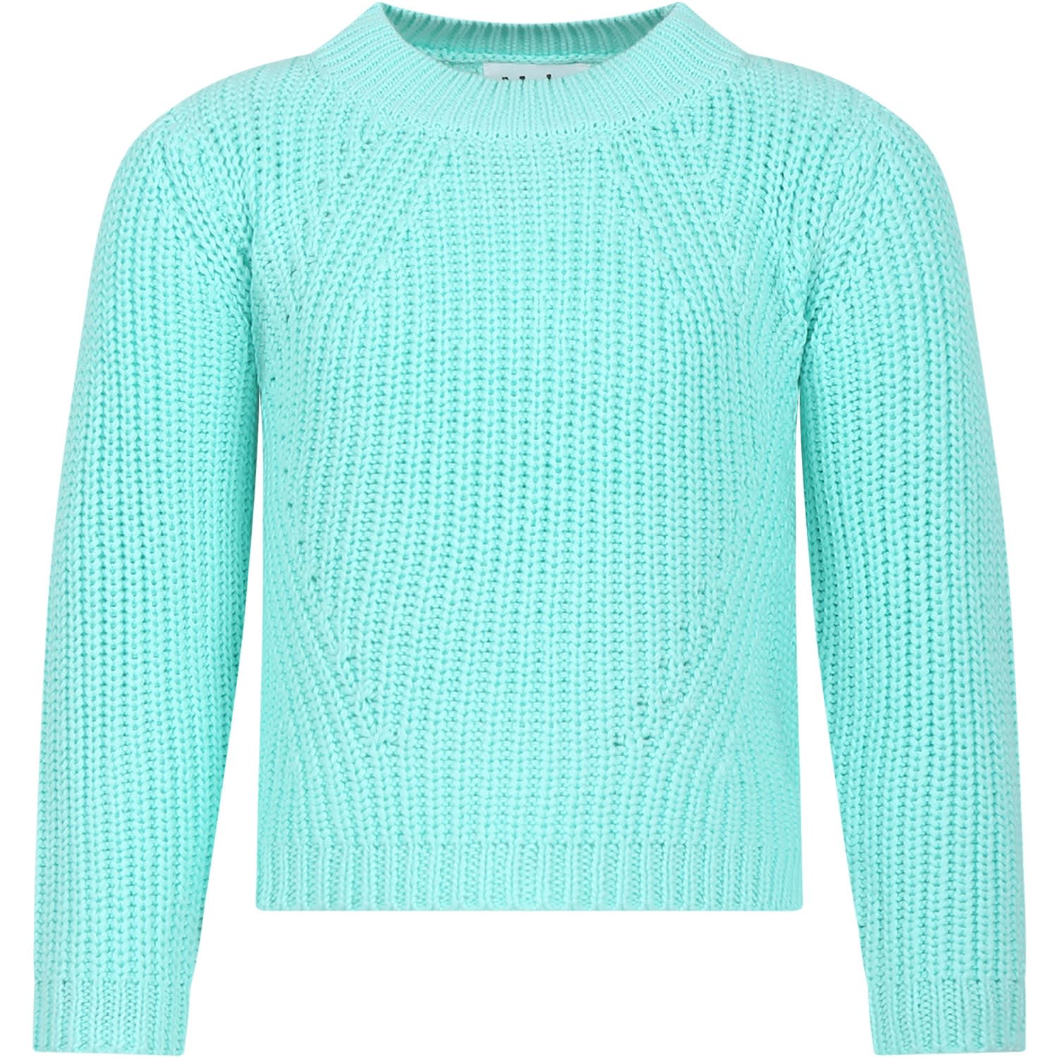 Molo Kids' Green Sweater For Girl In Light Blue