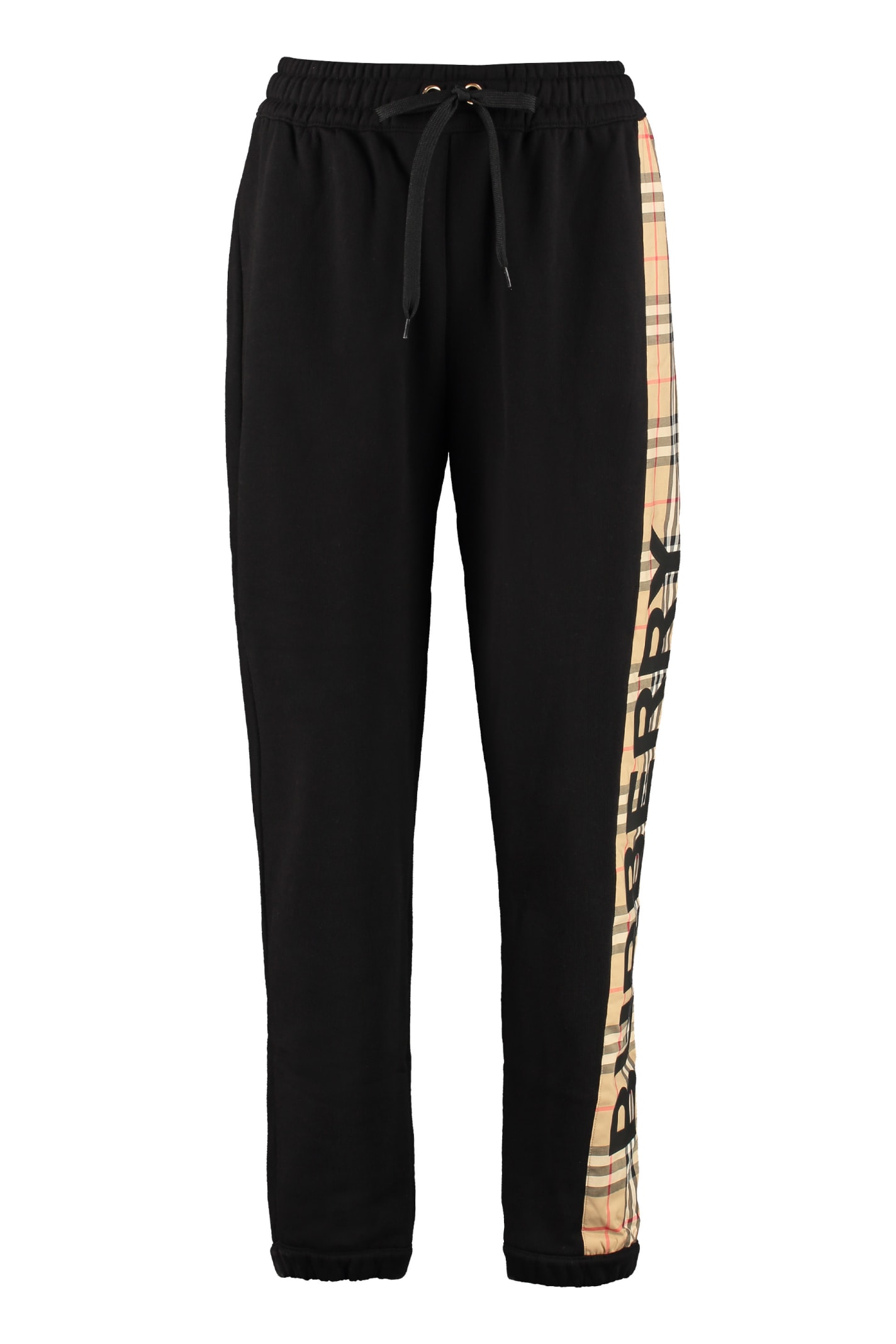 Burberry Logo Detail Cotton Track-pants In Black