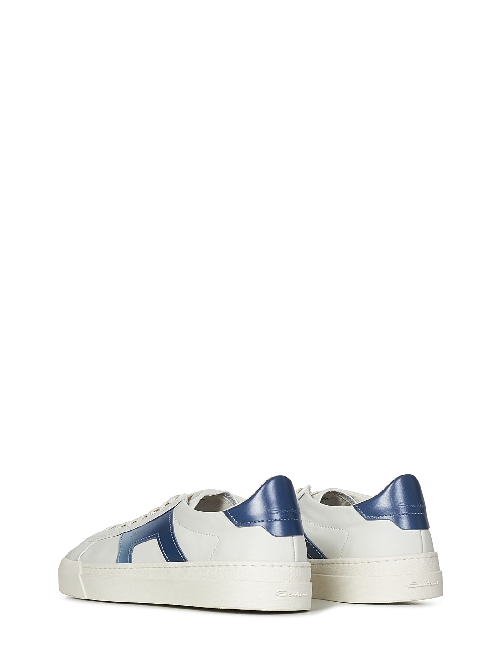 Shop Santoni Double Buckle Sneakers In Blue