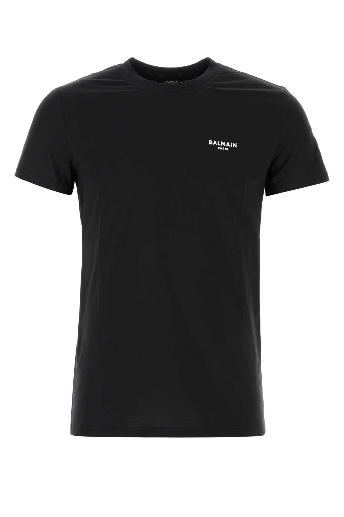 Shop Balmain Black Cotton T-shirt In Noirblanc