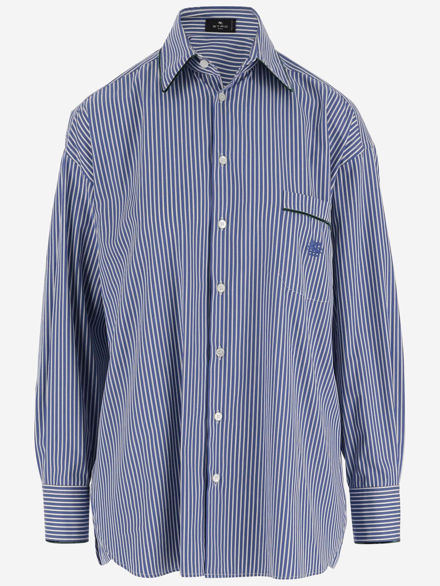 ETRO STRIPED COTTON SHIRT WITH LOGO