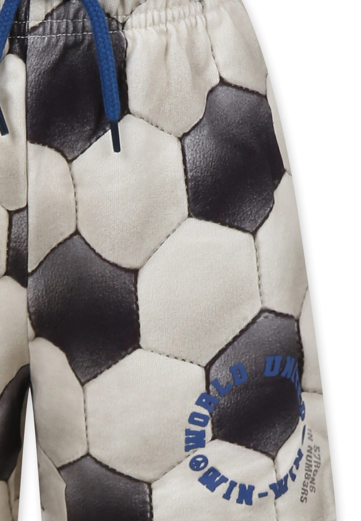 Molo Beige Shorts For Boy With Football Print In White