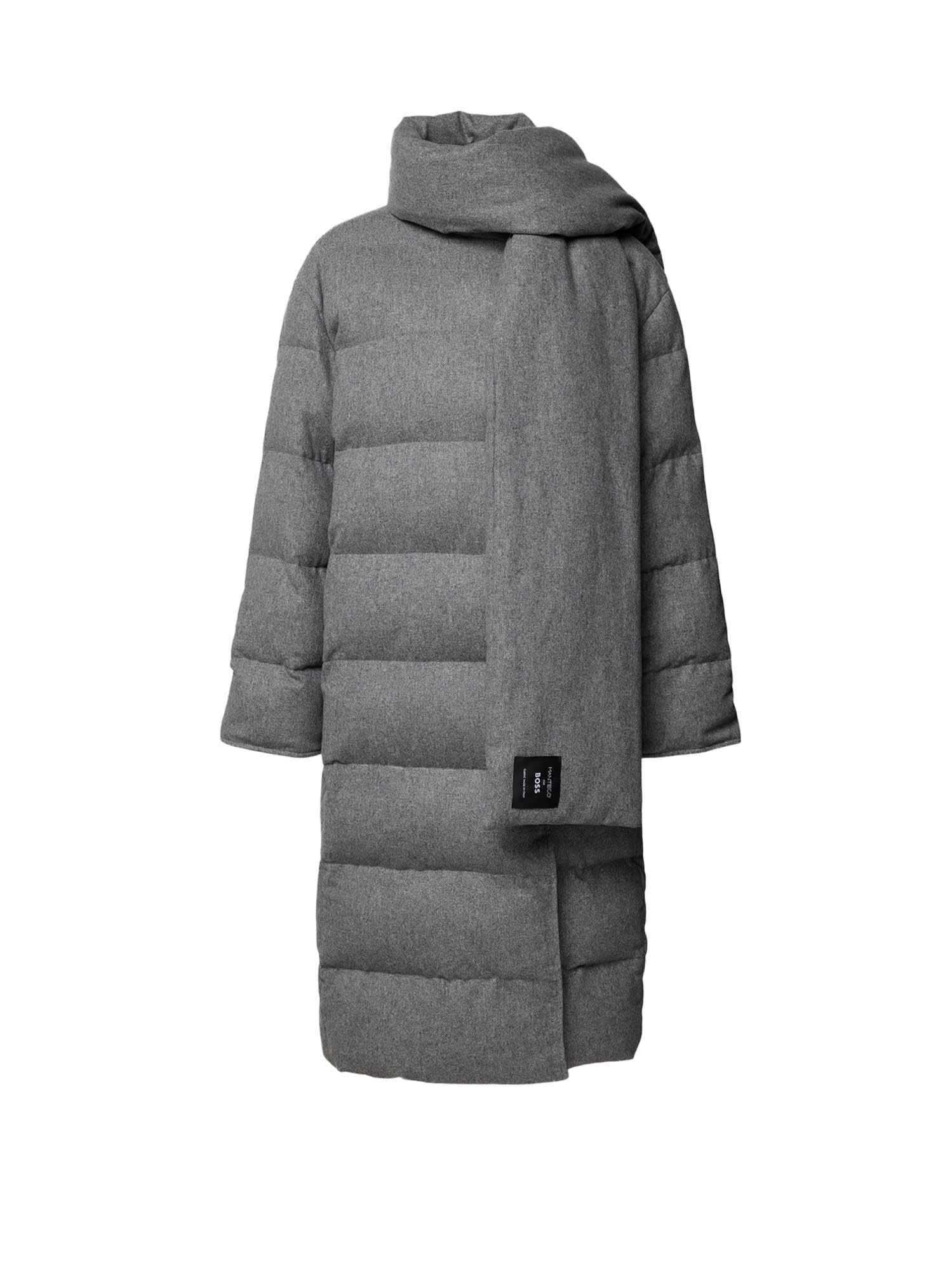 Hugo Boss Pashiza Reversible Long Down Jacket In Gray