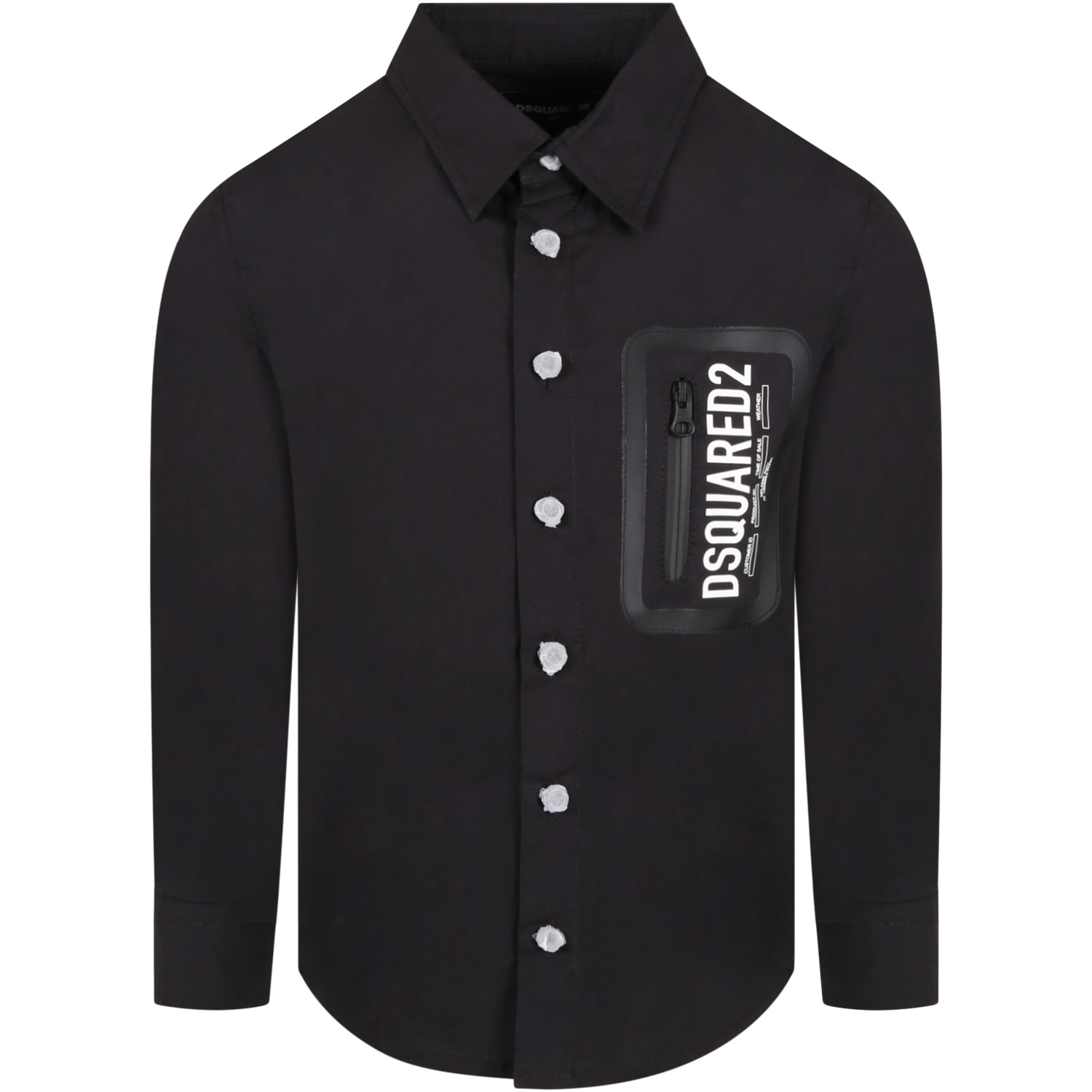 Dsquared2 Black Shirt For Boy With White Logo