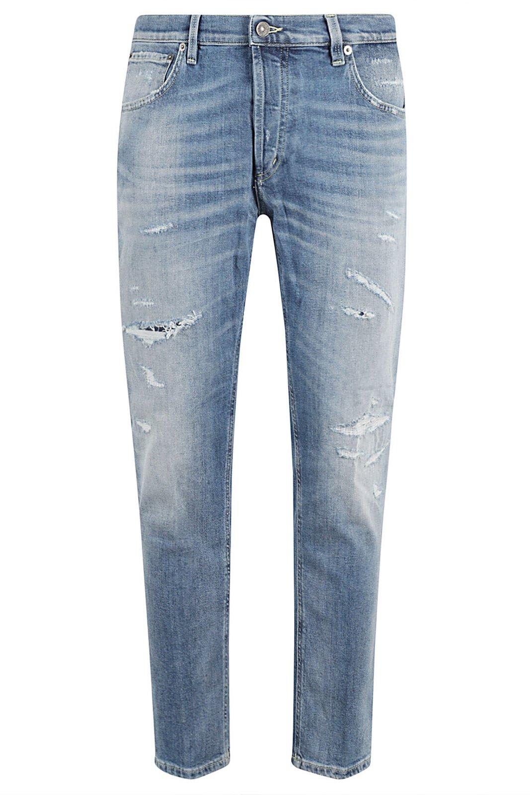 Shop Dondup Ripped Detailed Jeans In Blu Denim