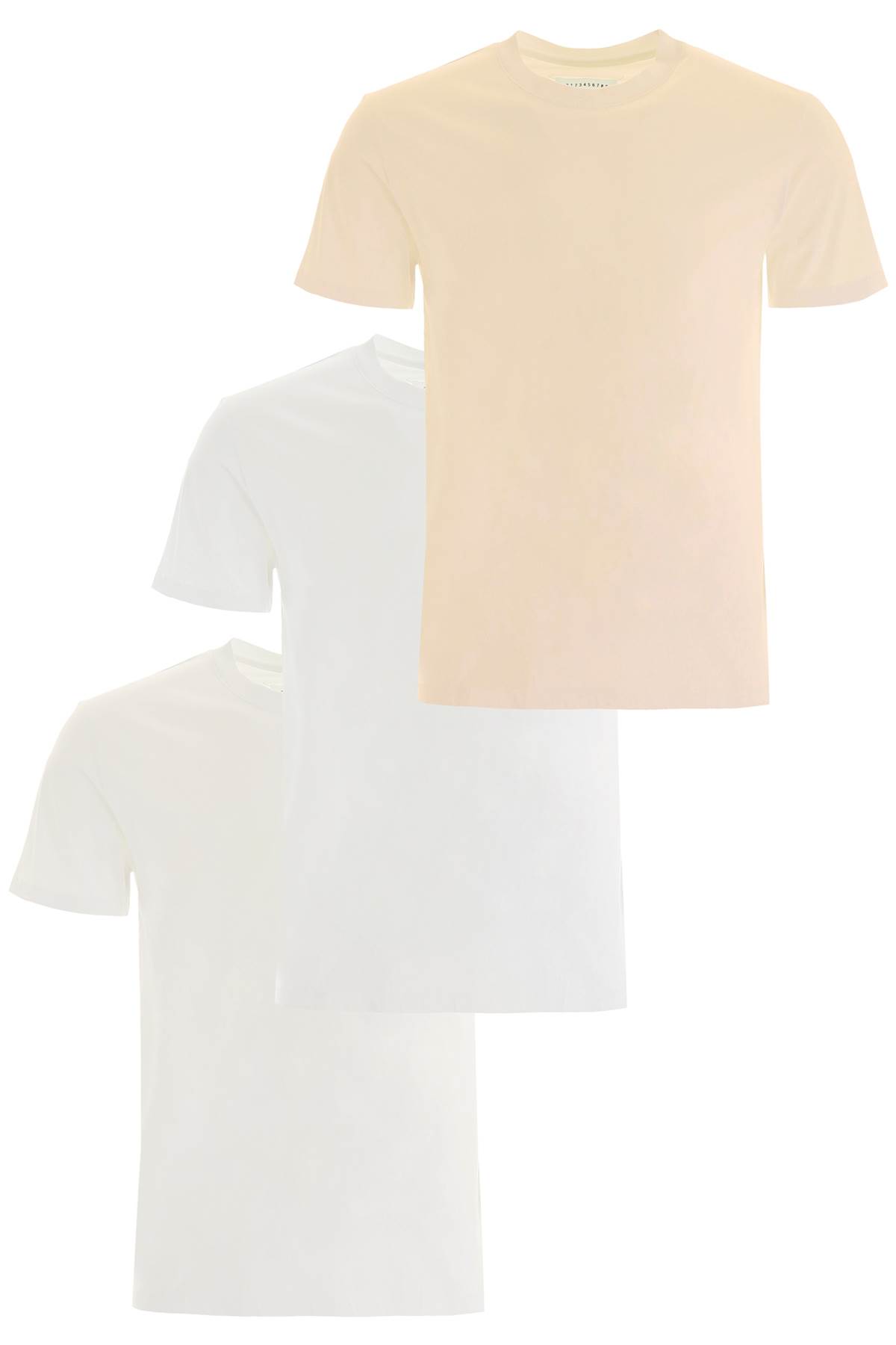 Shop Maison Margiela Tripack Cotton T-shirt In Shades Of White (beige)