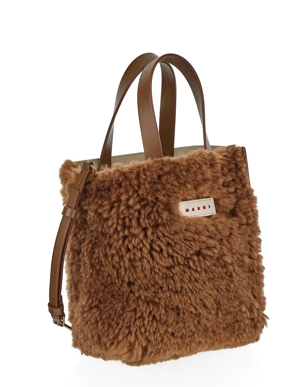 Shop Marni Fur Small Tote Bag