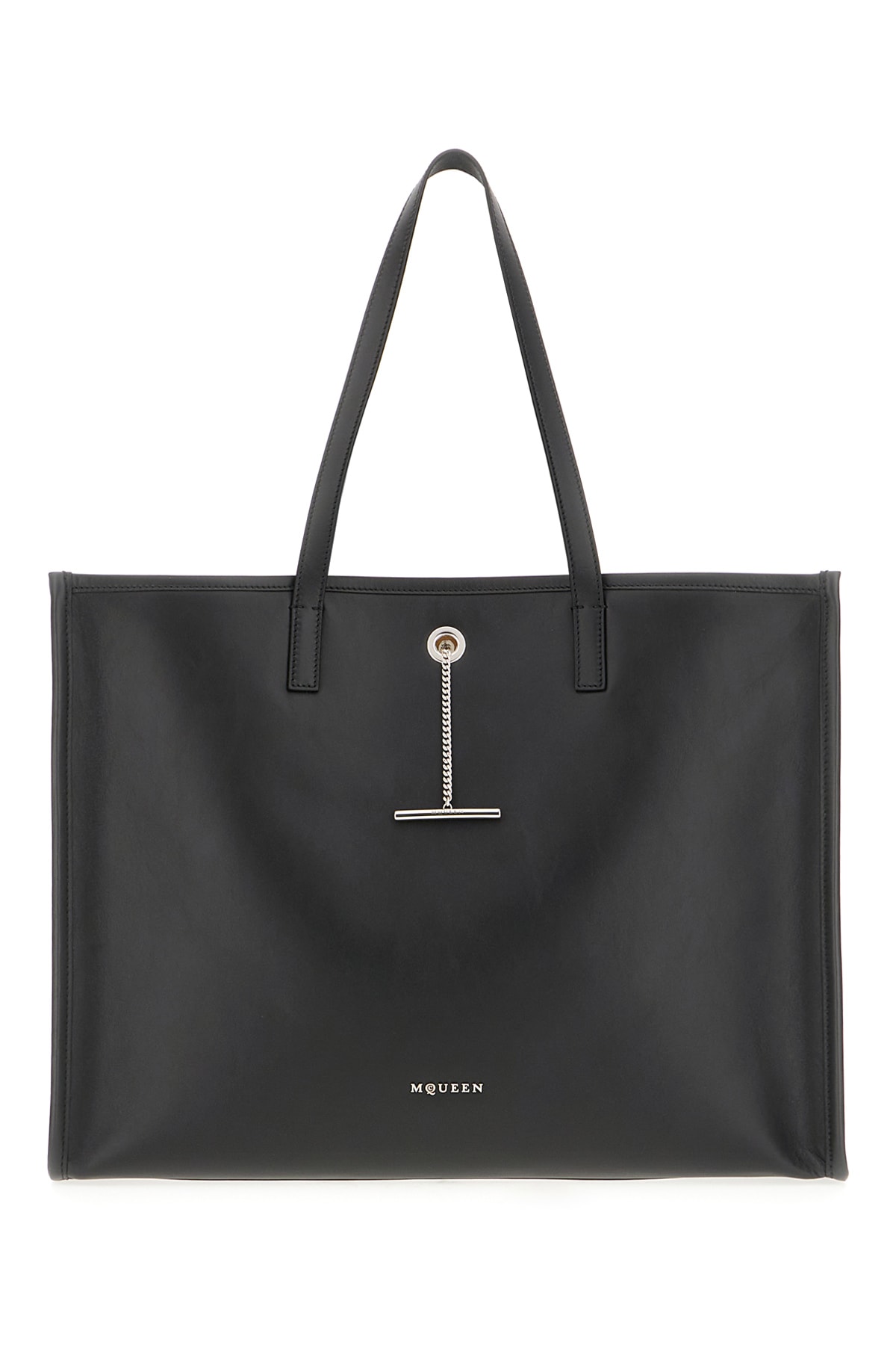 Black Leather Shopping Bag