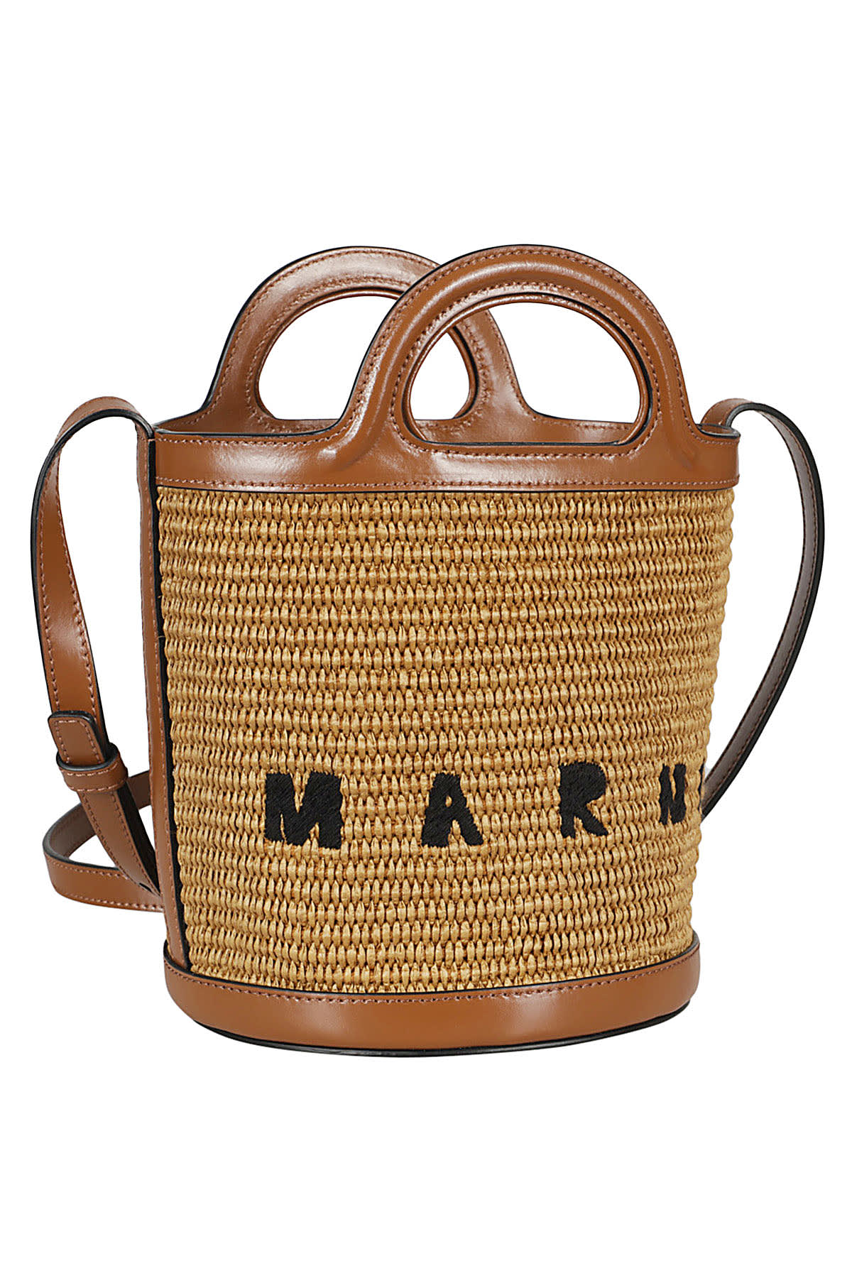Shop Marni Tropicalia Mini Bucket In Cuoio
