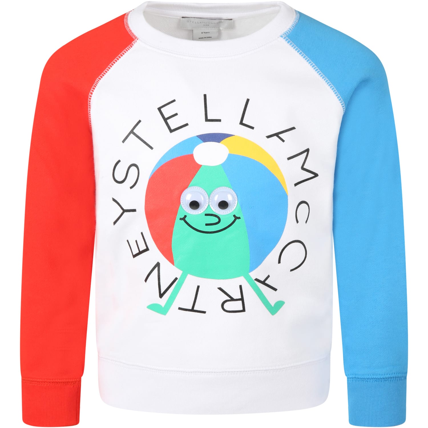 Stella McCartney Kids White Sweatshirt For Kids With Colored Ball