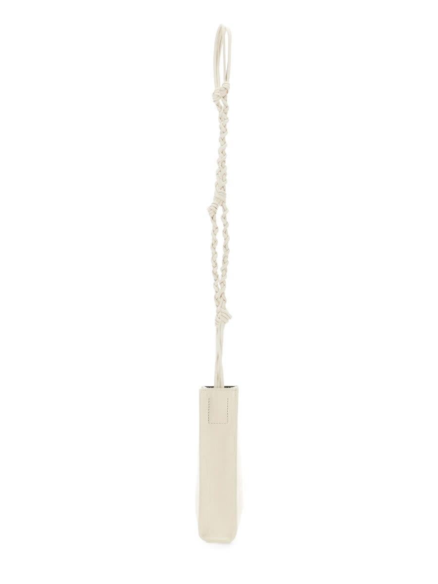 Jil Sander Tangle Leather Crossbody Bag In White