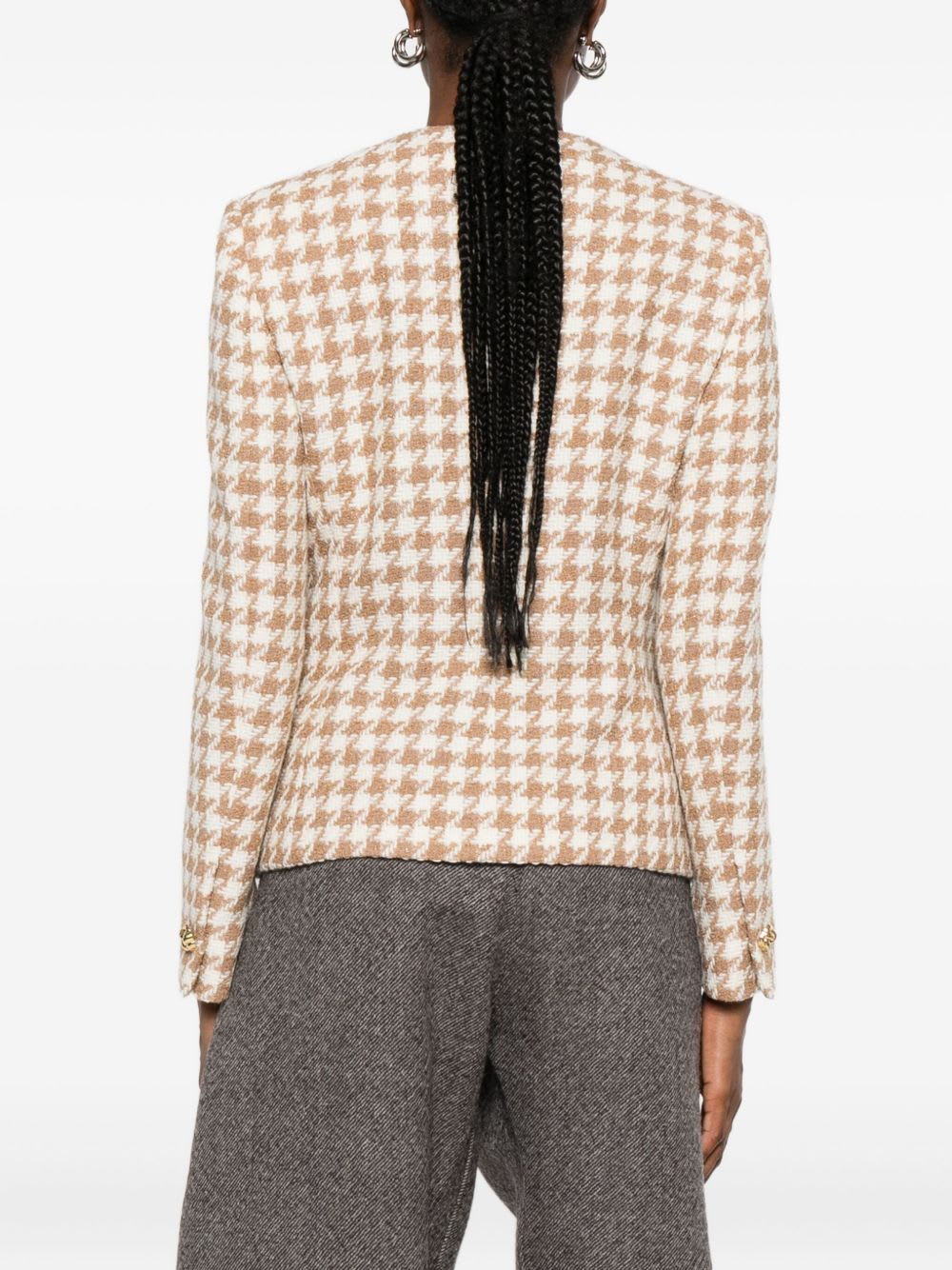 Tagliatore Houndstooth Button-fastening Jacket In Neutral