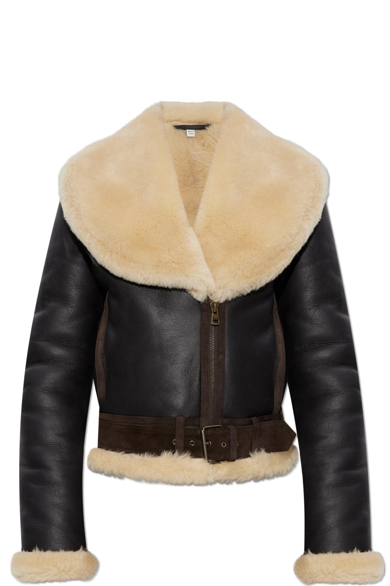 Jw Anderson Sheepskin Coat With Pockets In Black