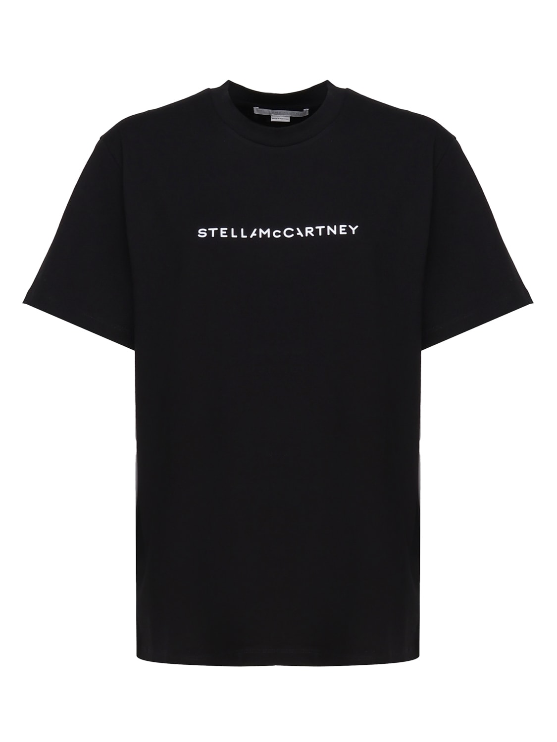 Shop Stella Mccartney Organic Cotton T-shirt Logo In Black