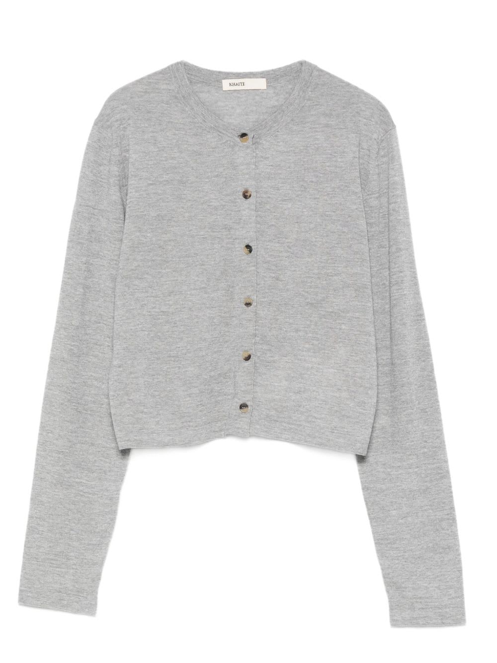 Khaite Button-front Wool-blend Cardigan In Gray