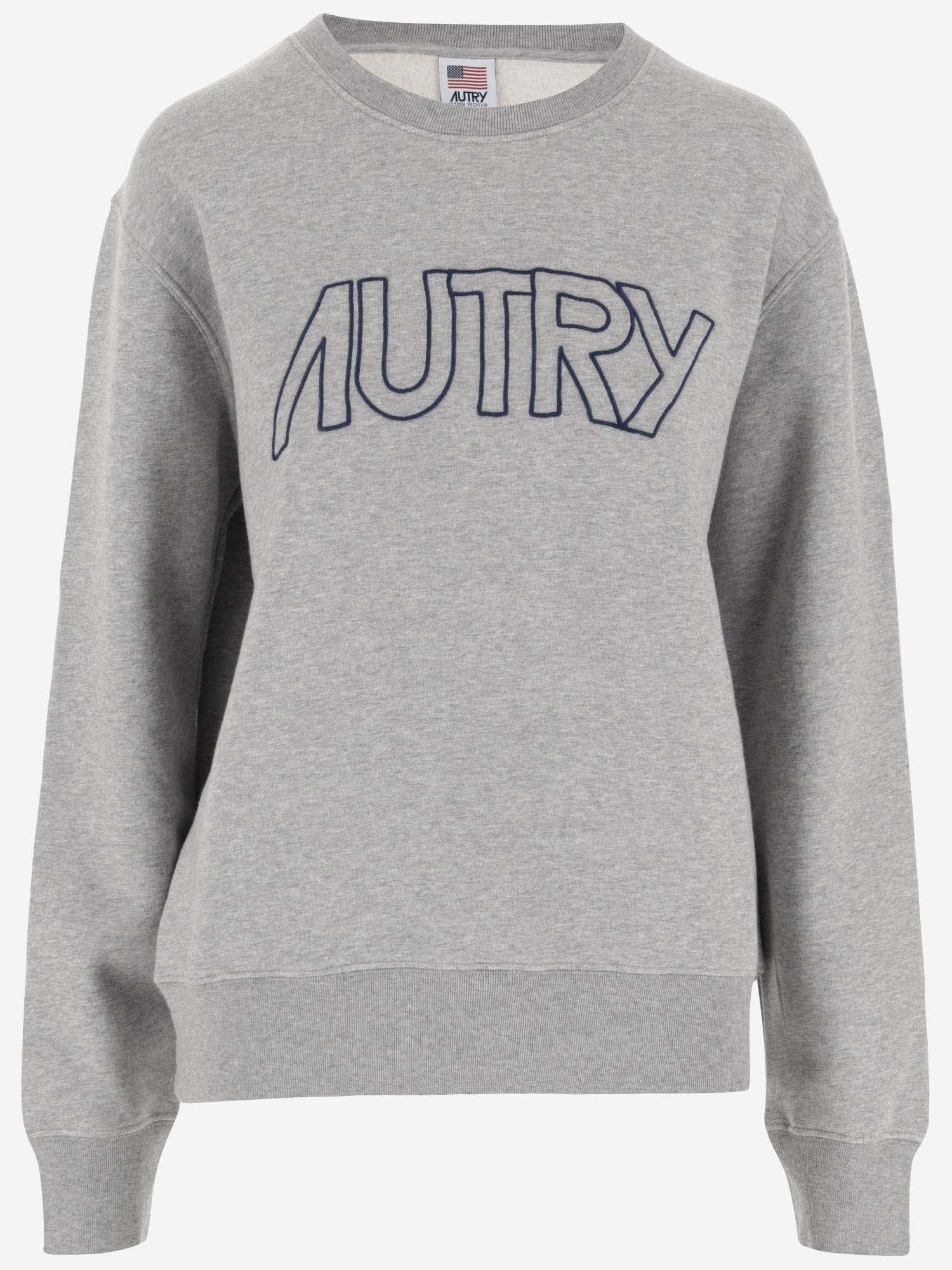 Shop Autry Cotton Sweatshirt With Logo In Grey