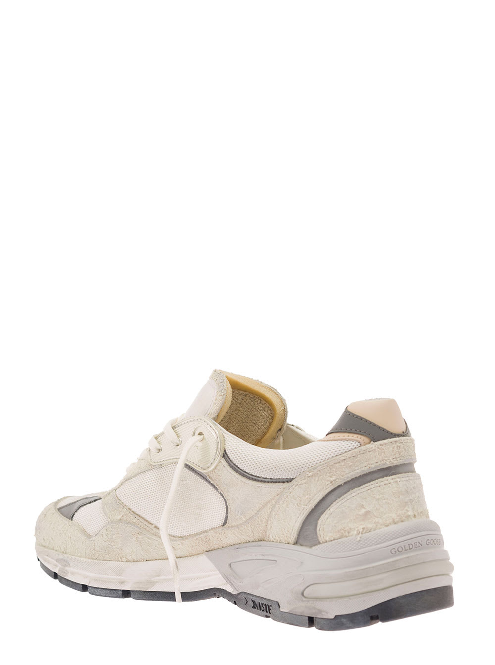 Shop Golden Goose White Low-top Sneakers With Suede Inserts And Side Star In Leather Man In Beige