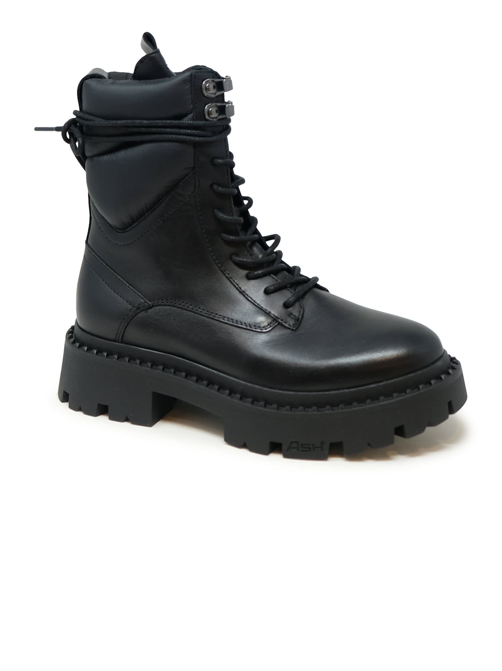 Ash Black Leather Ankle Boots In Black