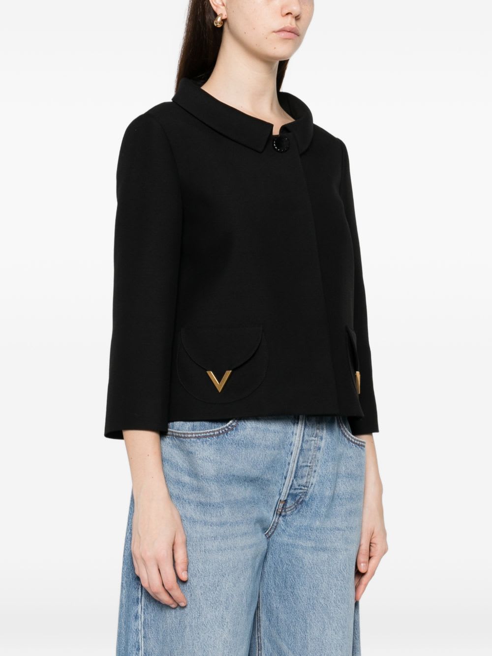 Valentino Garavani Vlogo Signature Wool And Silk Jacket In Black