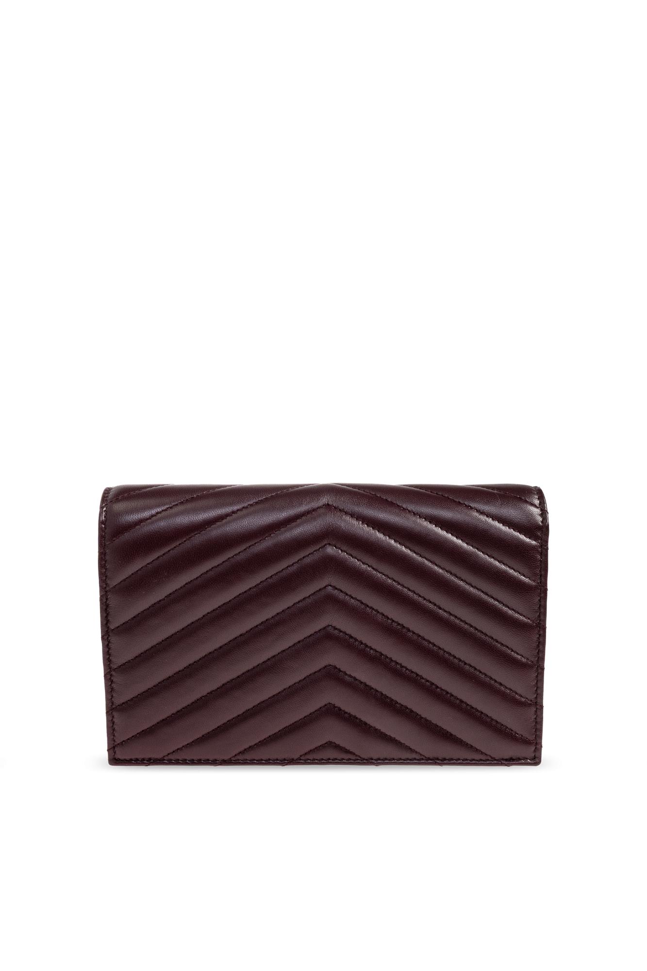 Saint Laurent Wallet With Shoulder Strap In Burgundy