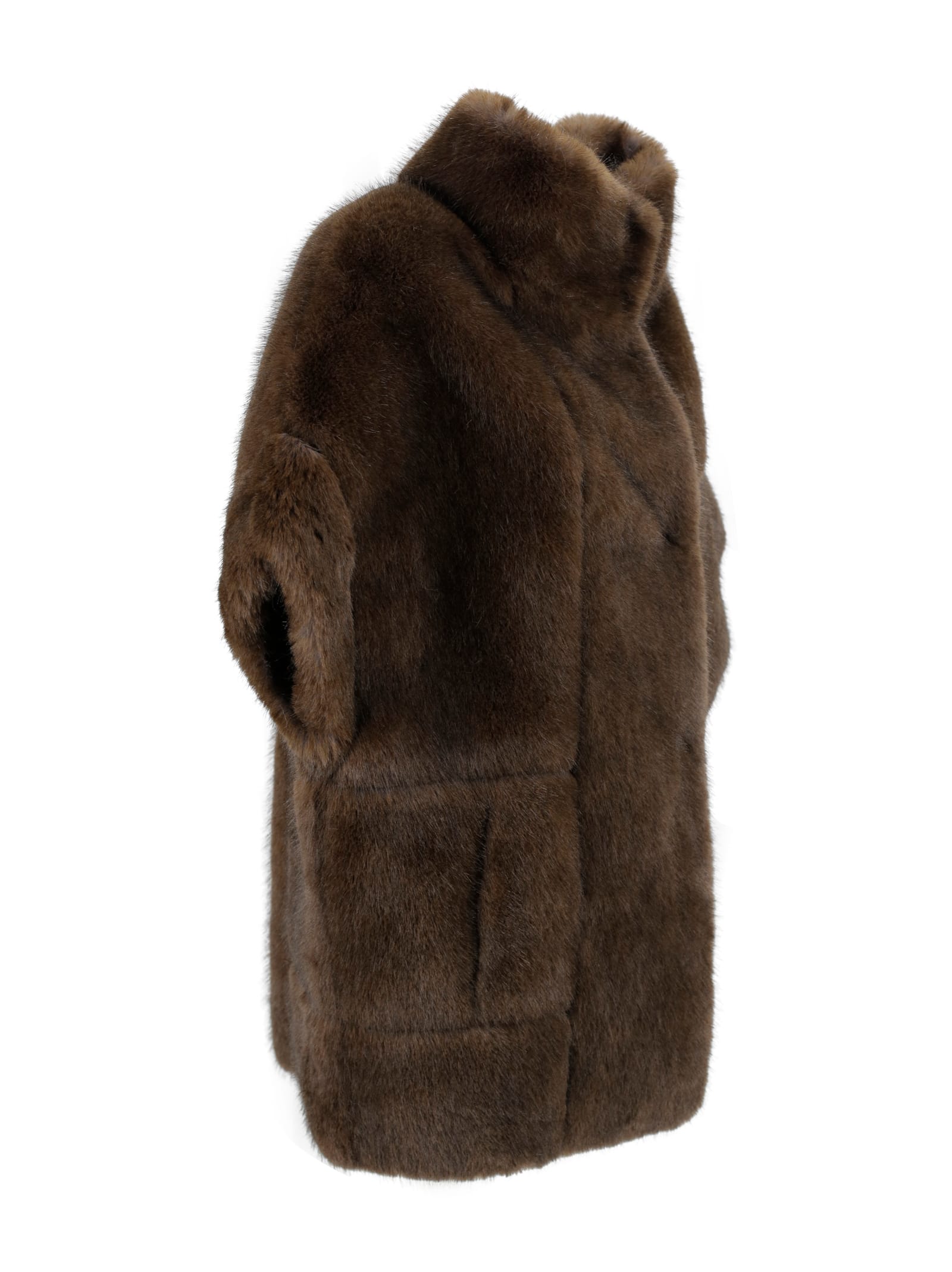 Valentini 1972 Semi-sleeveless Jacket In Faux Mink Fur. In Brown