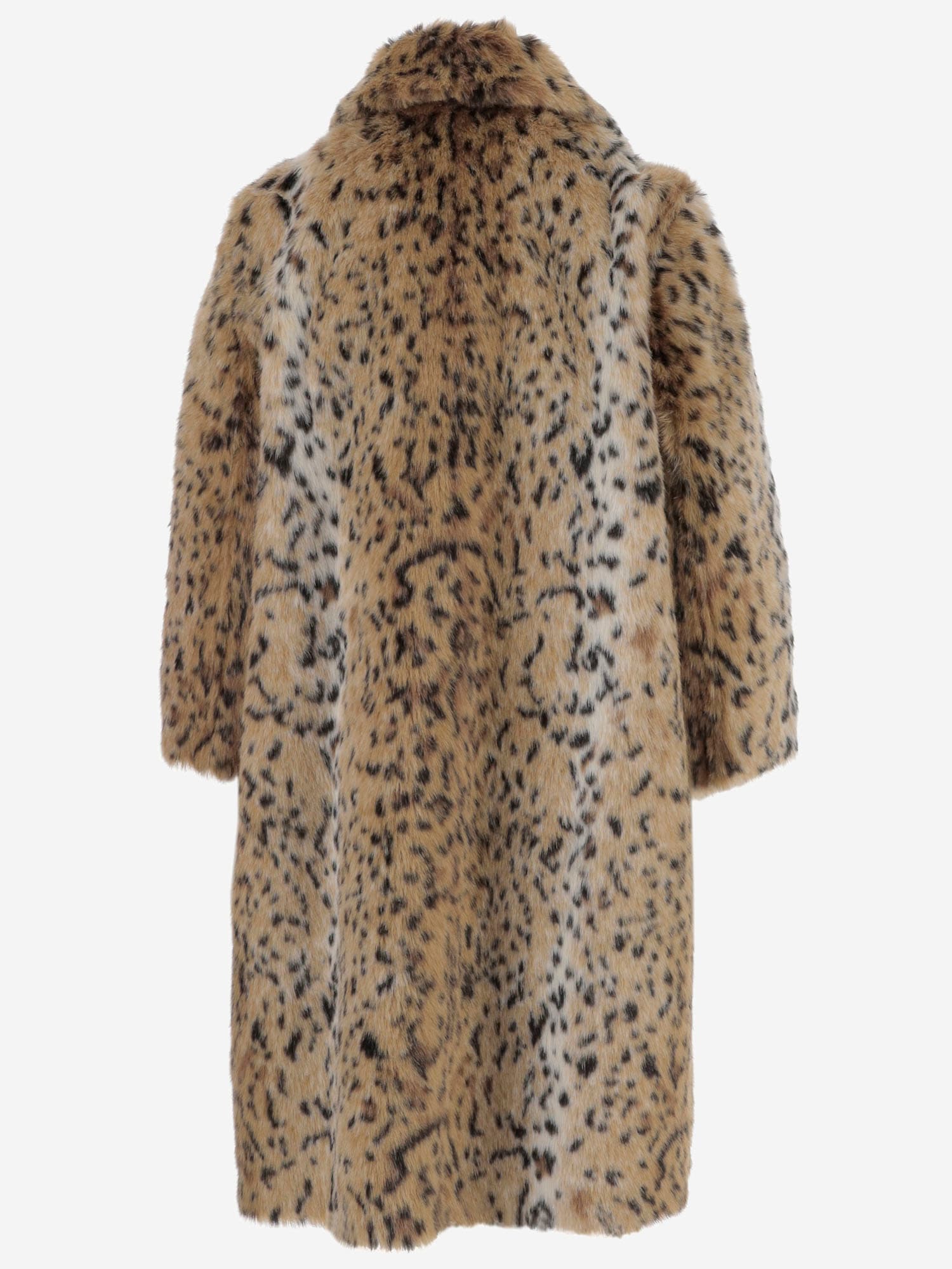 Shop N°21 Faux Fur Coat With Leo Pattern In Brown