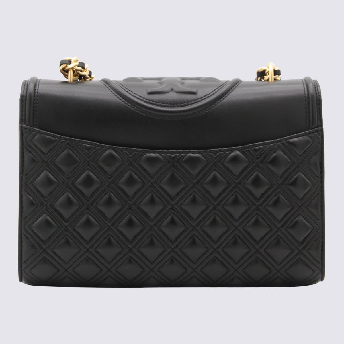 Shop Tory Burch Black Leather Fleming Shoulder Bag