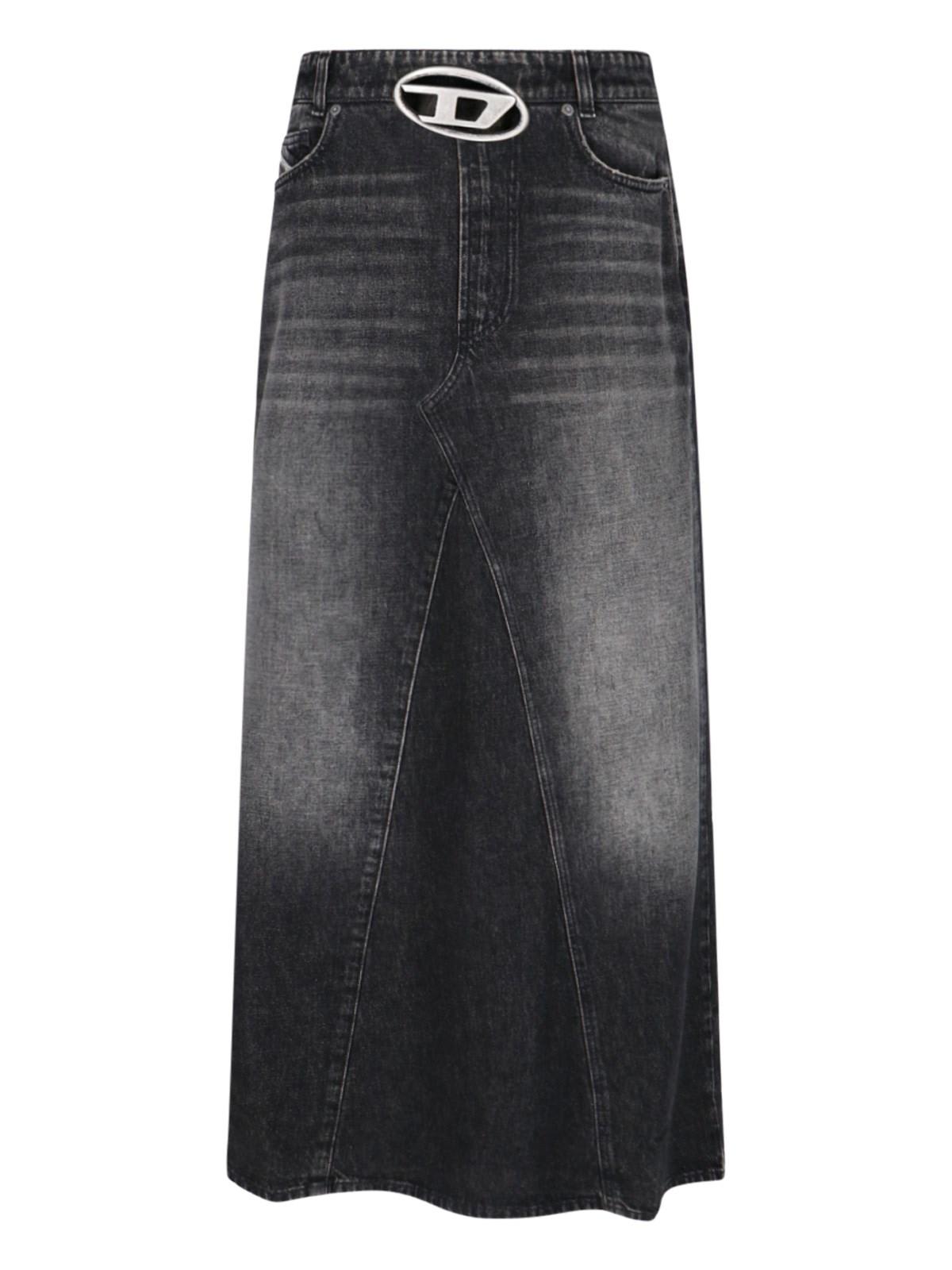 Shop Diesel Denim Skirt In Black