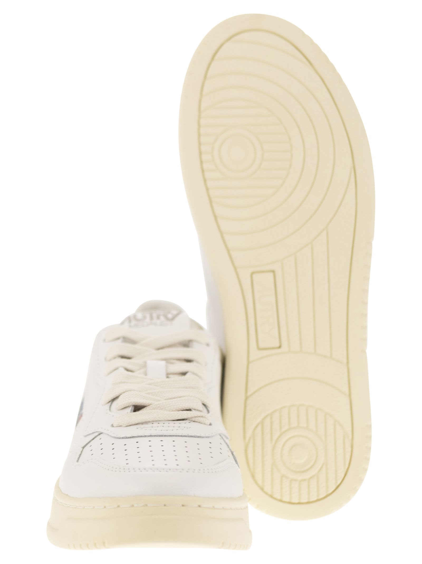 Shop Autry Medalist Low - Leather Sneakers In White Str Blue