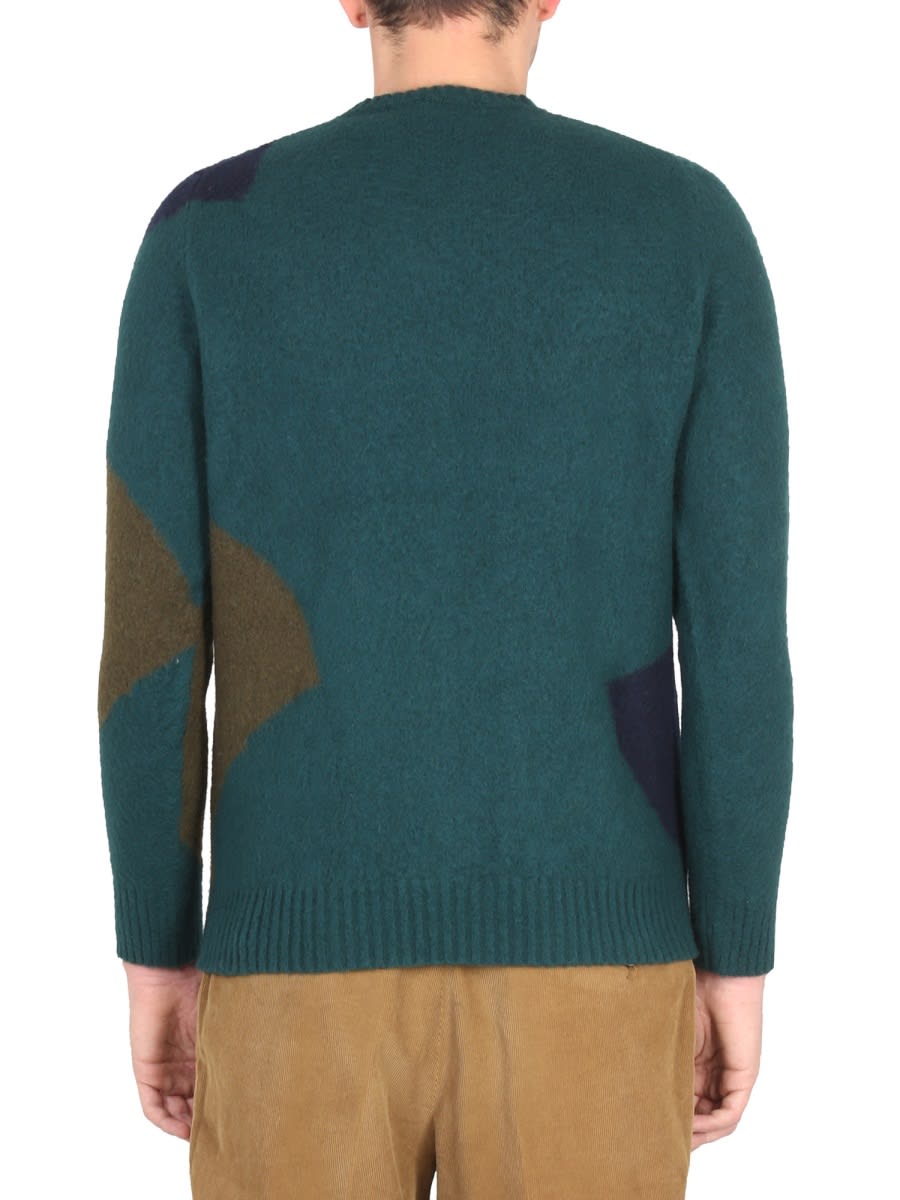 Drumohr Color Block Combed Wool Sweater In Green