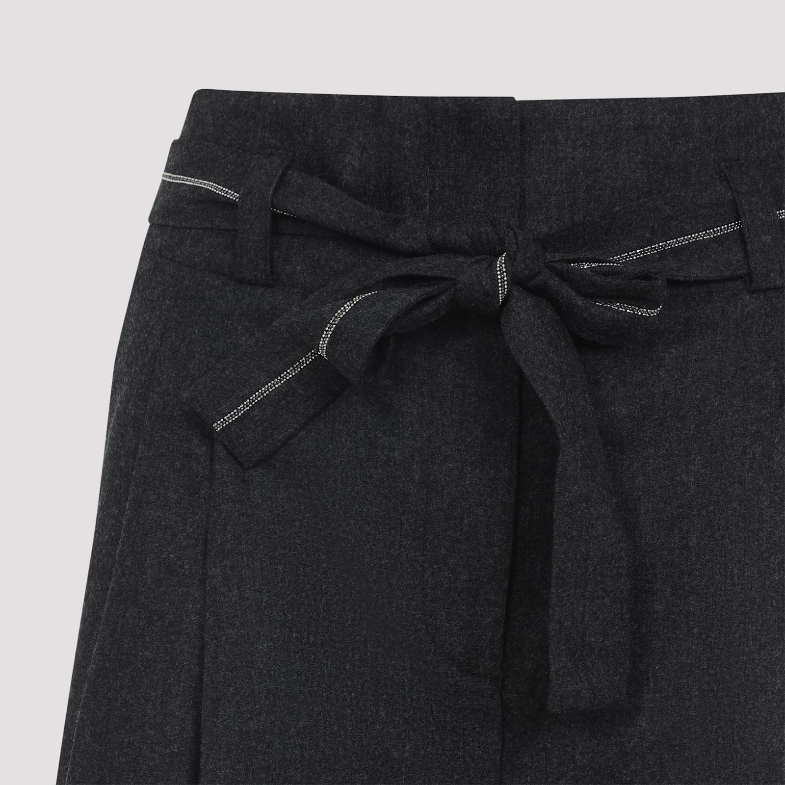 Peserico High-waisted Wide-leg Trousers With Self-tie Belt In Black