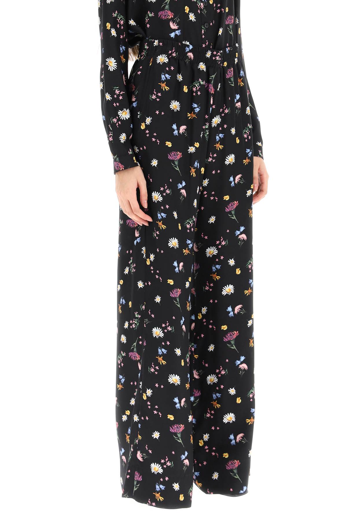 Shop Stella Mccartney Printed Silk Pants In Black