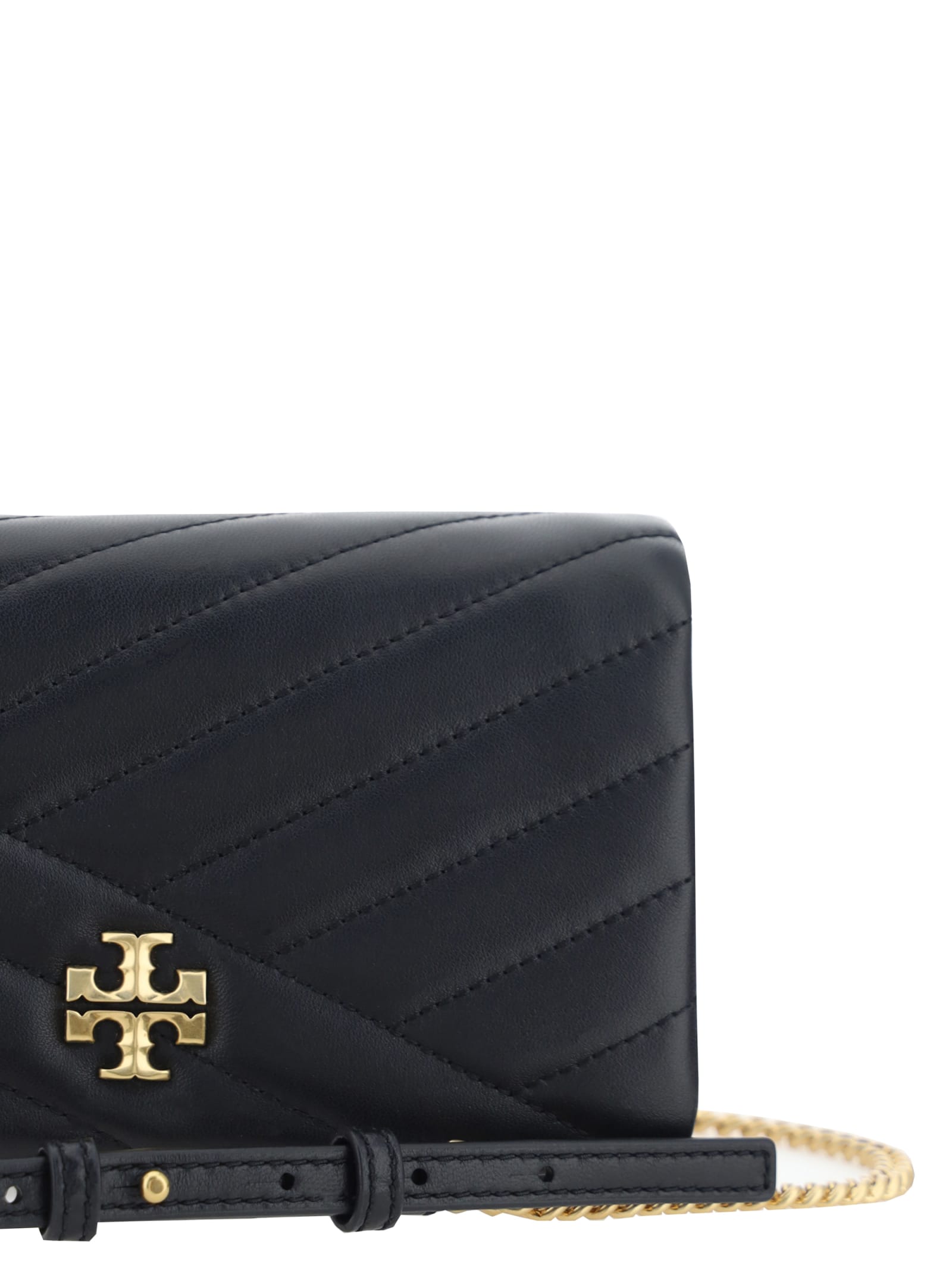 Shop Tory Burch Kira Chevron Shoulder Wallet In Black