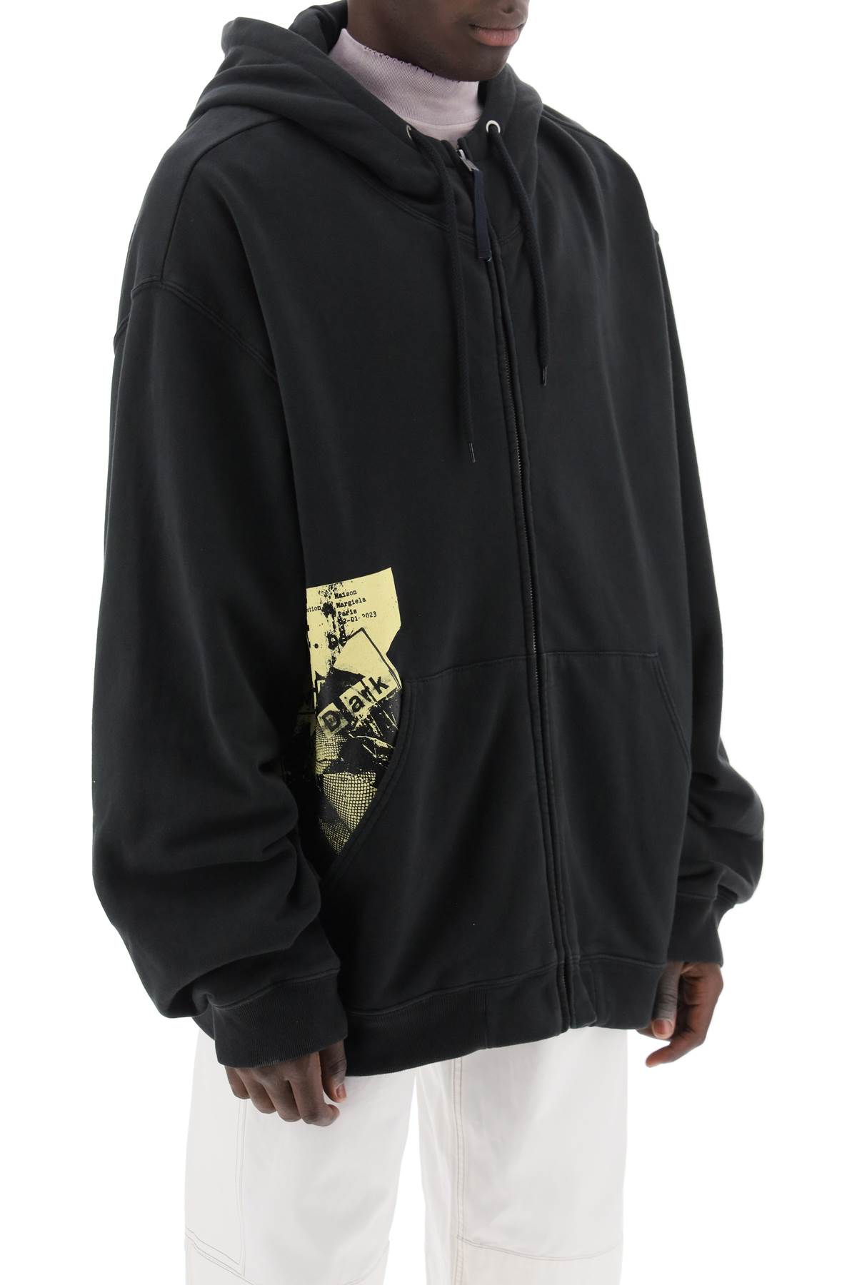 Shop Maison Margiela Maxi Zip-up Sweatshirt With In Anthracite (black)