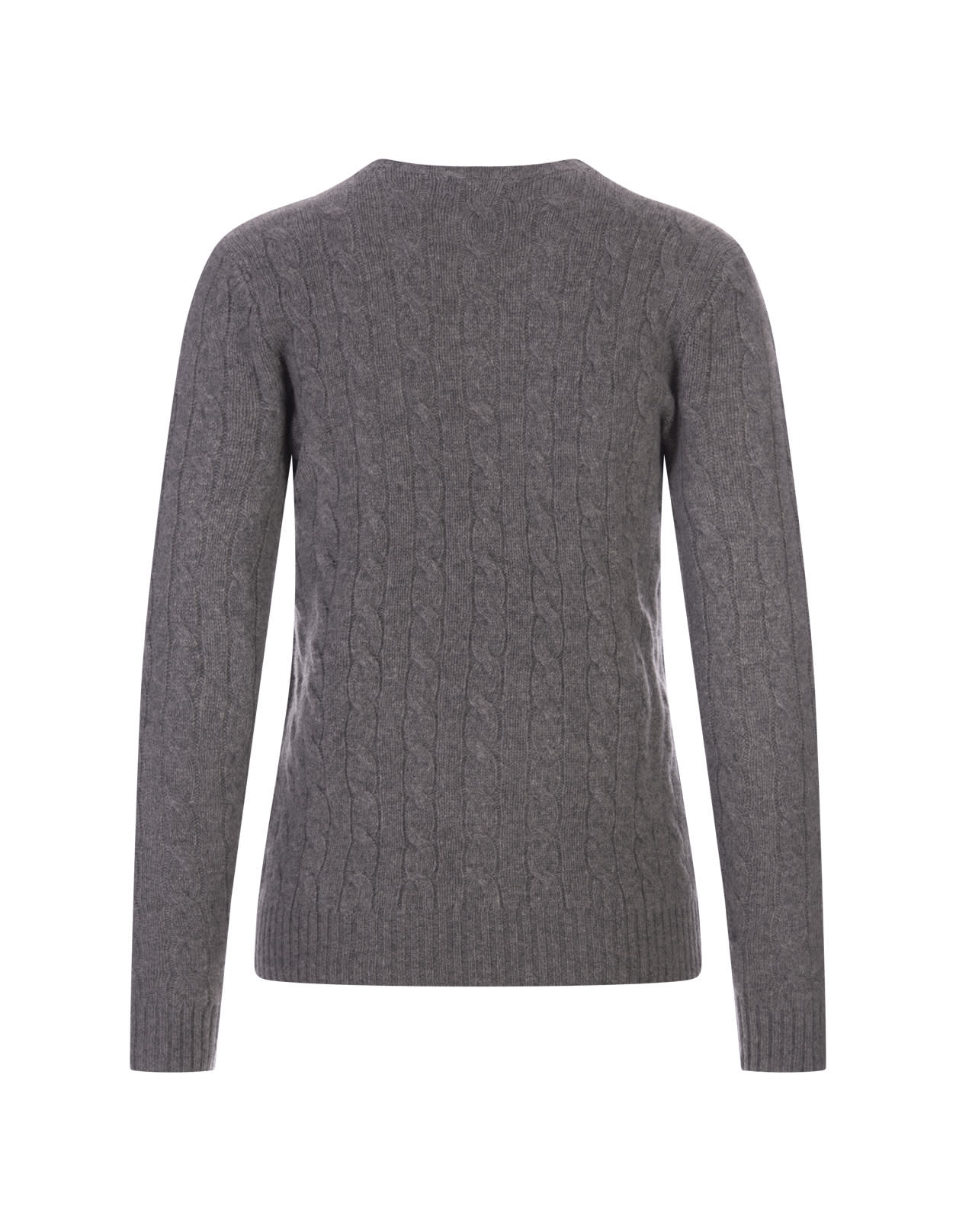 Shop Ralph Lauren Battalion Mél Grey Wool And Cashmere Braided Sweater