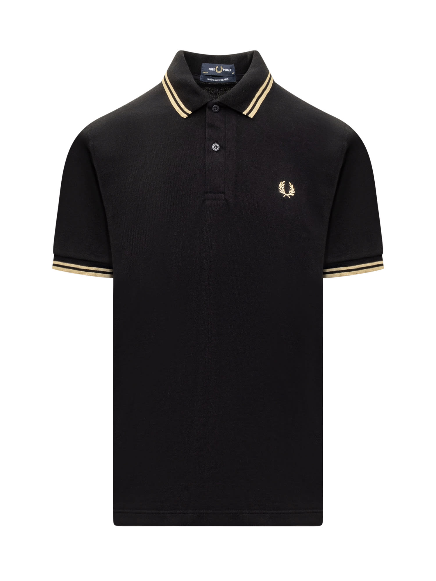Shop Fred Perry Polo Shirt In Black/champagne