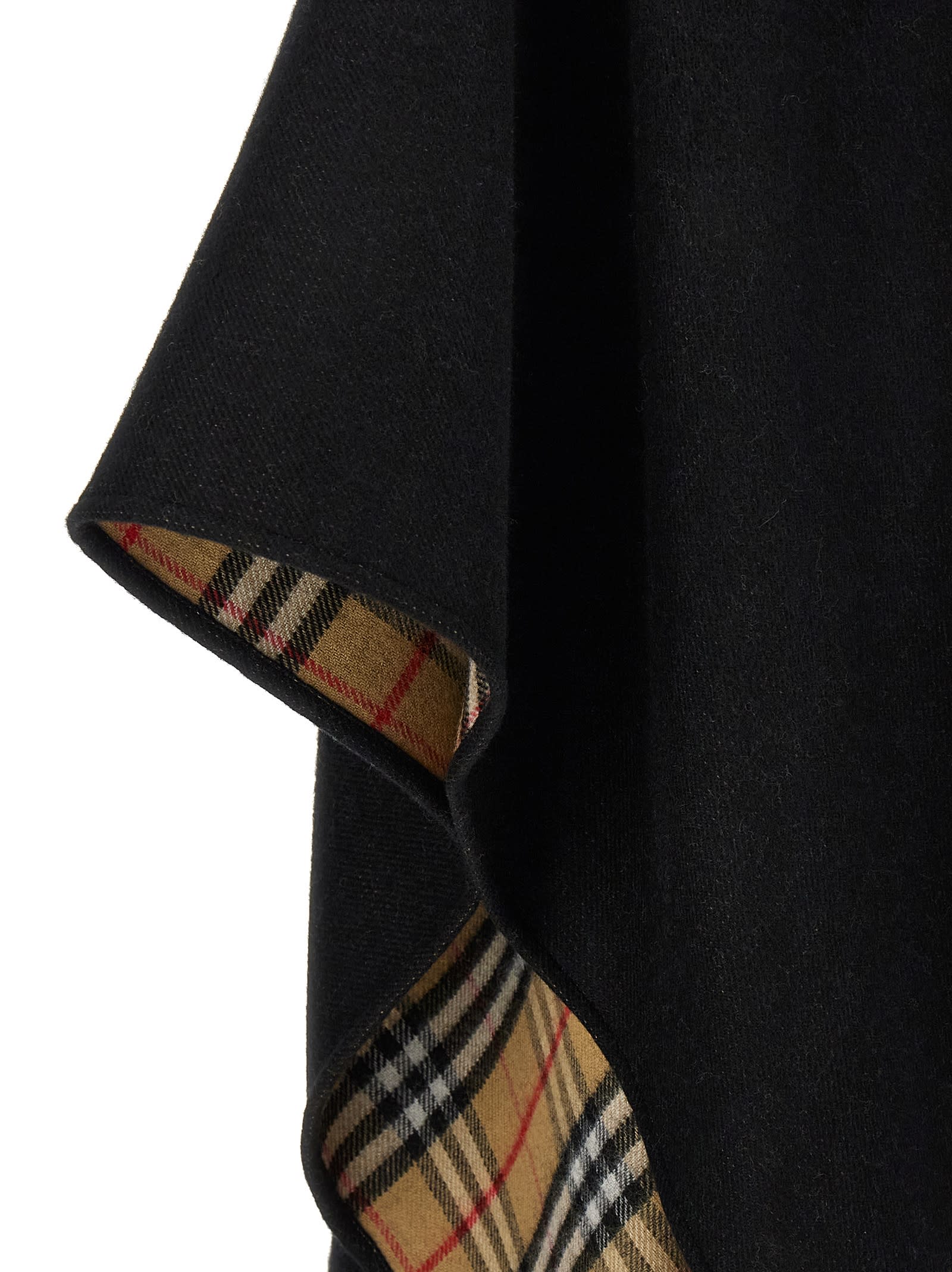 Burberry Fringed Cape Capes Black In Black