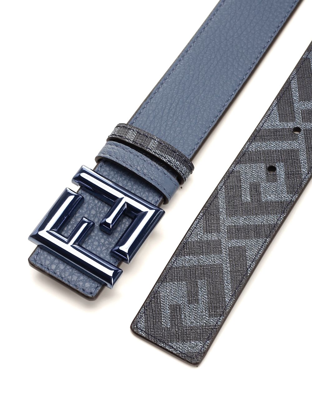 Shop Fendi Reversible Denim Blue Belt