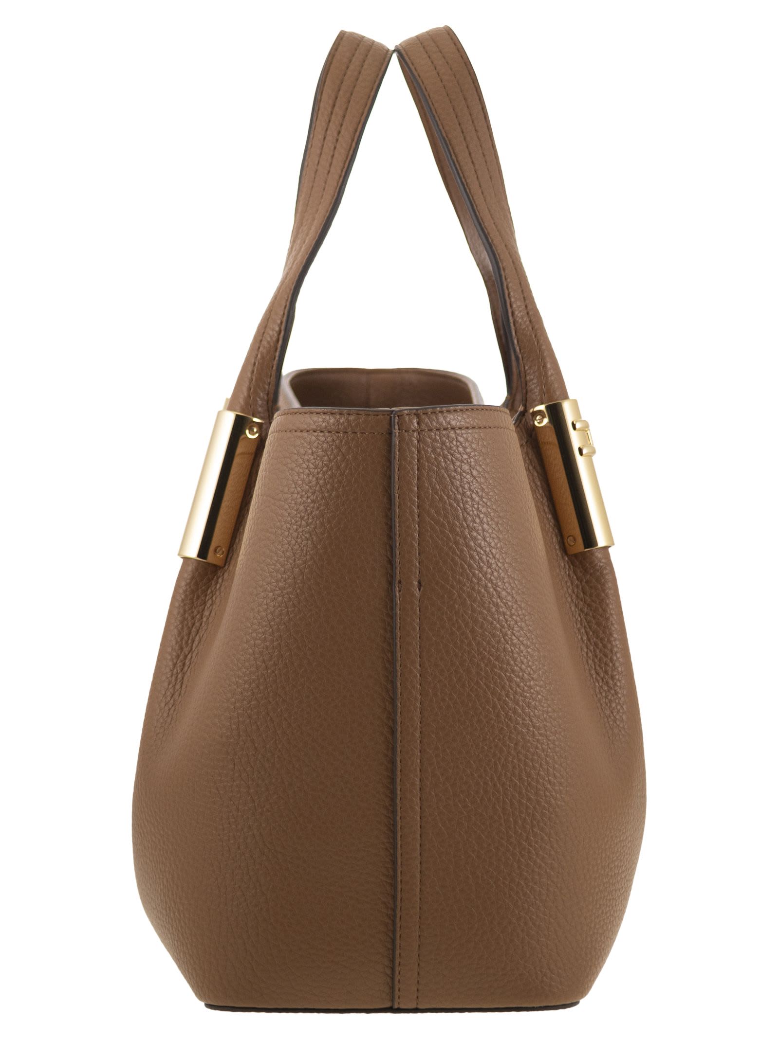 Elisabetta Franchi Medium Tote Bag With Logo Details In Brown