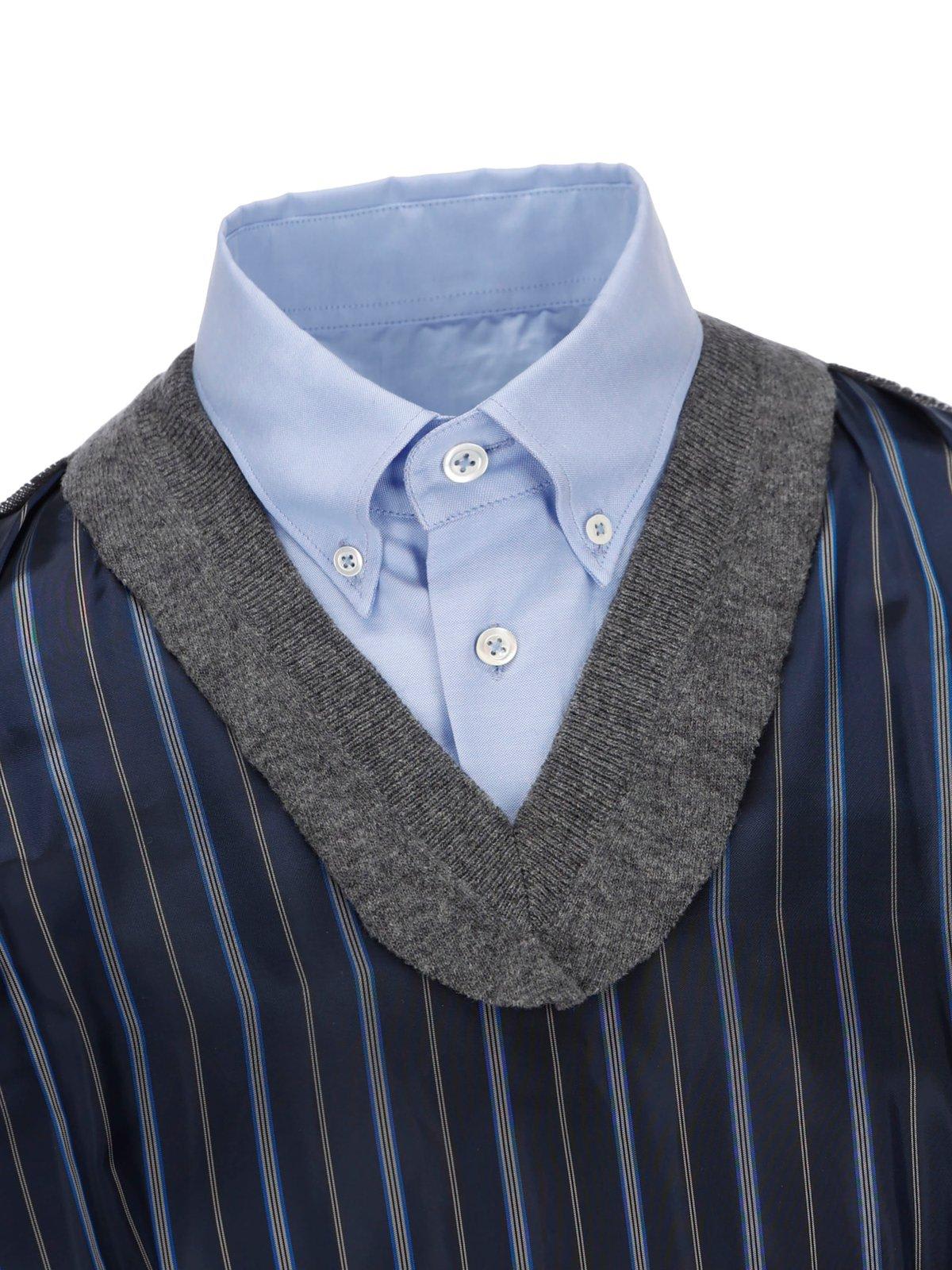 Shop Maison Margiela Spliced Oxford Buttoned Shirt In Light Blue