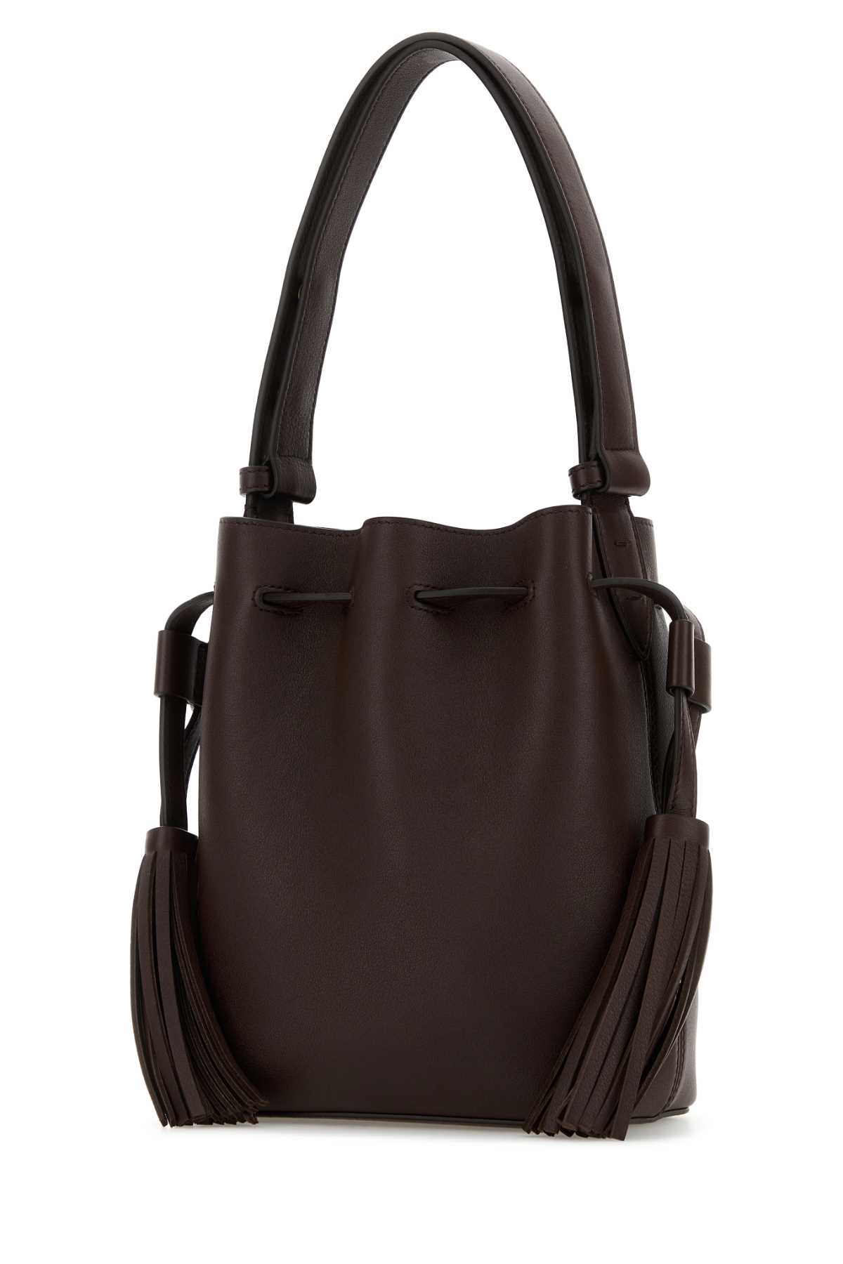 Valentino Drawstring Tassel-embellished Leather Shoulder Bag In Brown