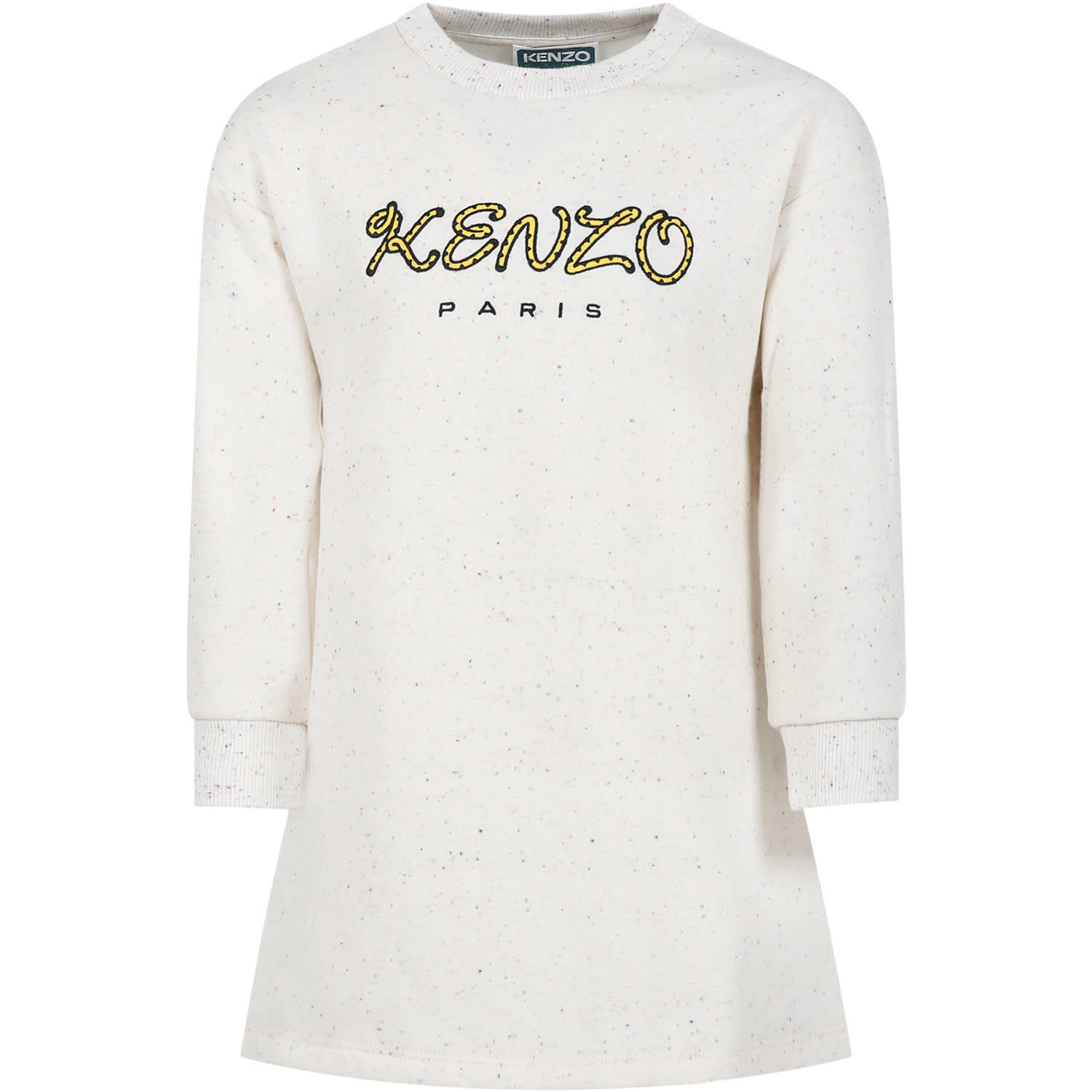Shop Kenzo Ivory Dress For Girl With Logo In White