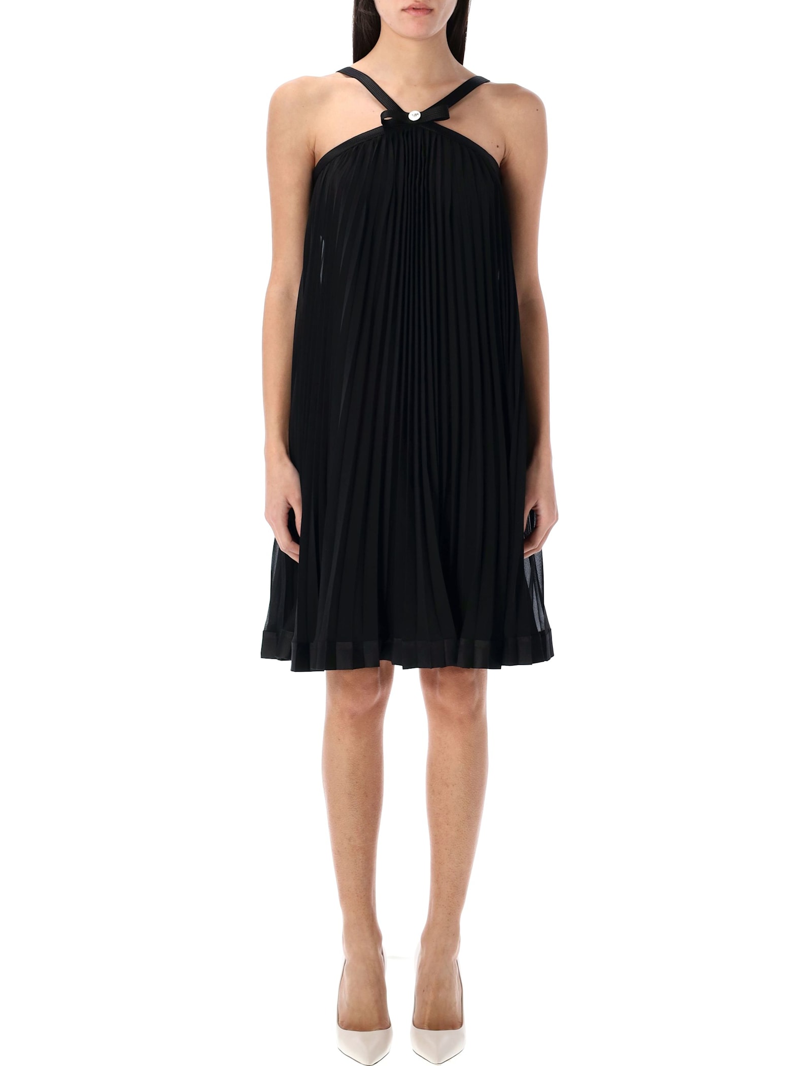 Halterneck Pleated Mini Dress