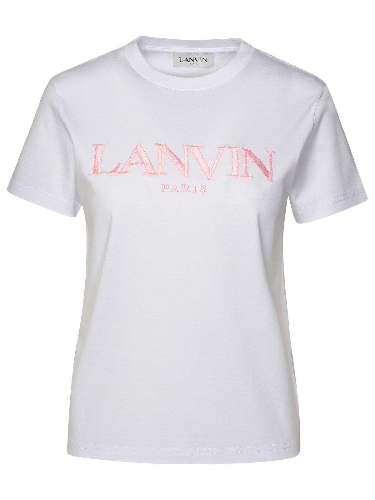 Shop Lanvin Logo Embroidered Crewneck T-shirt In White