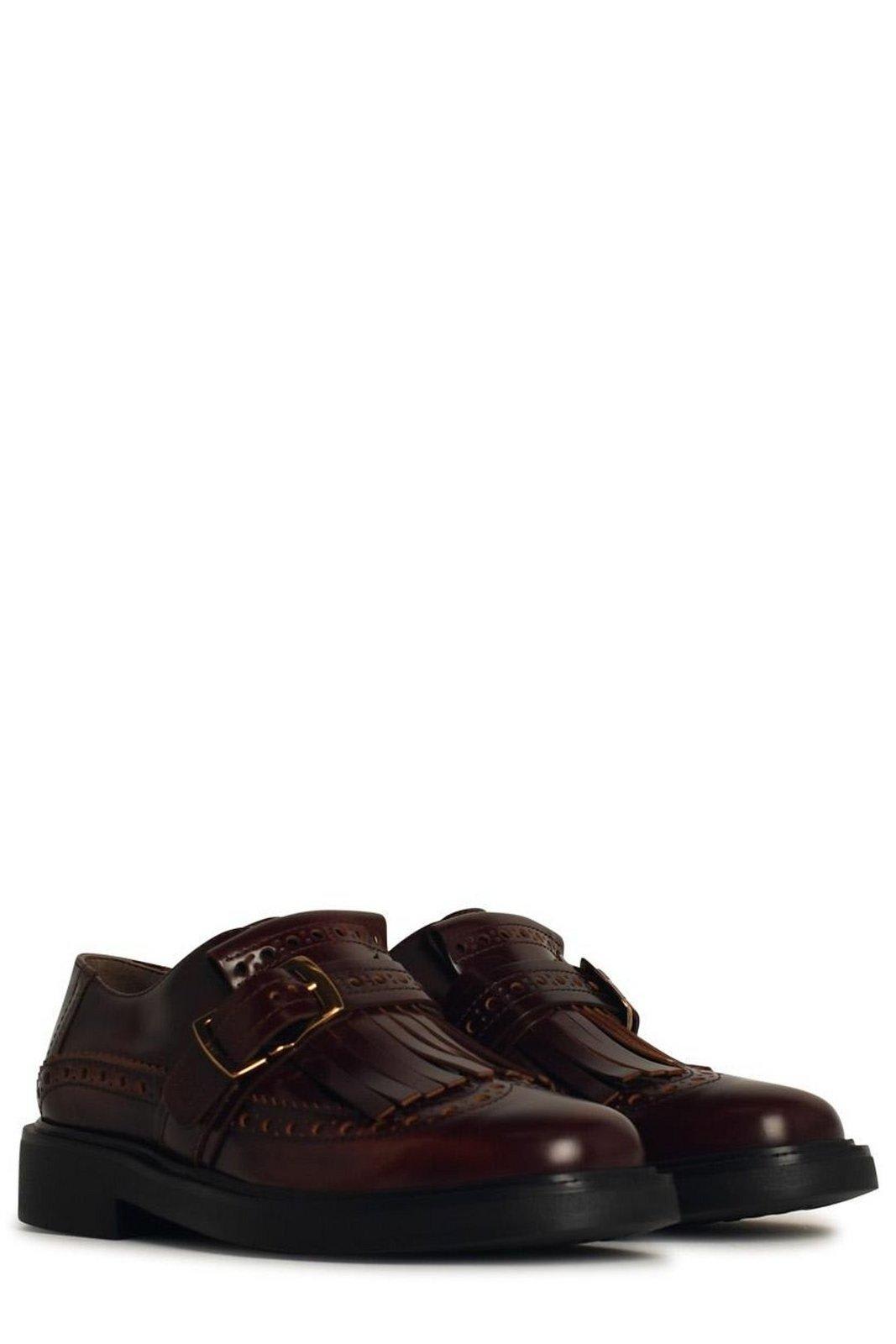 Tod's Fringe-detail Perforated Loafers In Leather